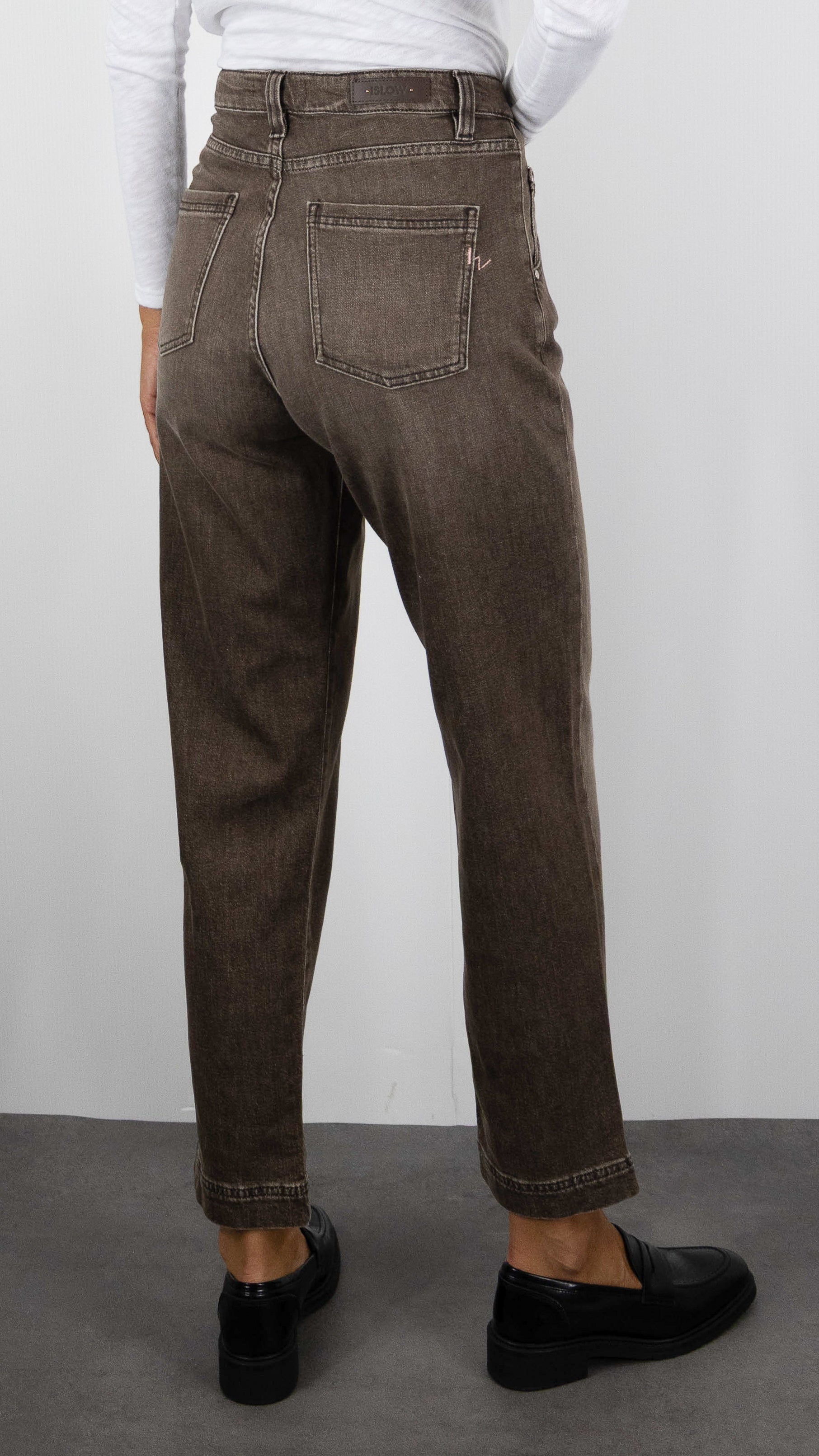 JEANS CAROTTE EFFET DEELAVE LARGE REVERS POUR FEMME  ISLOW ENZO LANZAROTE SANDSTORM WASH MARRON