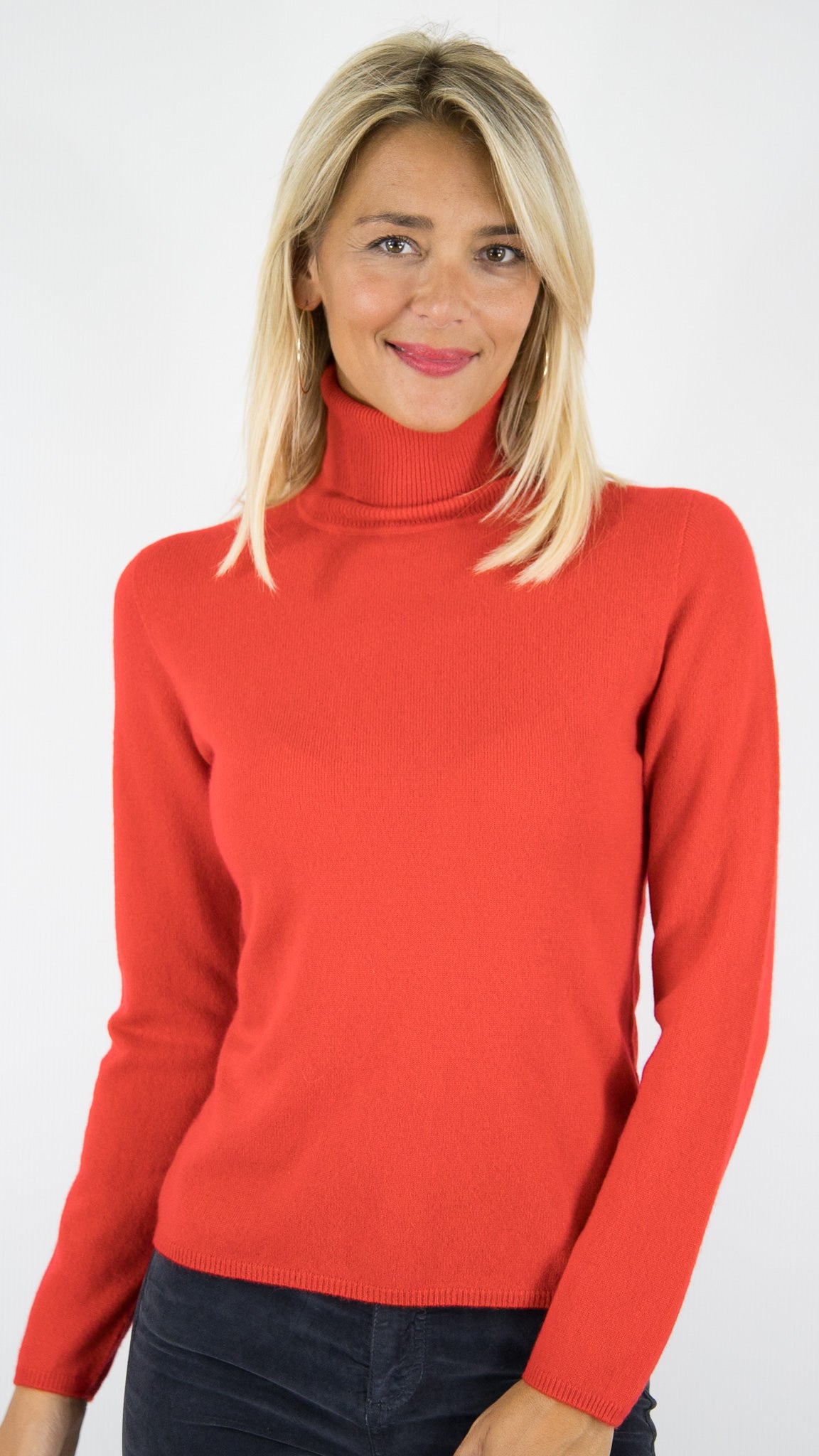 PULL COL ROULE PRES DU CORPS EN CACHEMIRE POUR FEMME ESTHEME F01H#COLOR_23014/ECARLATE