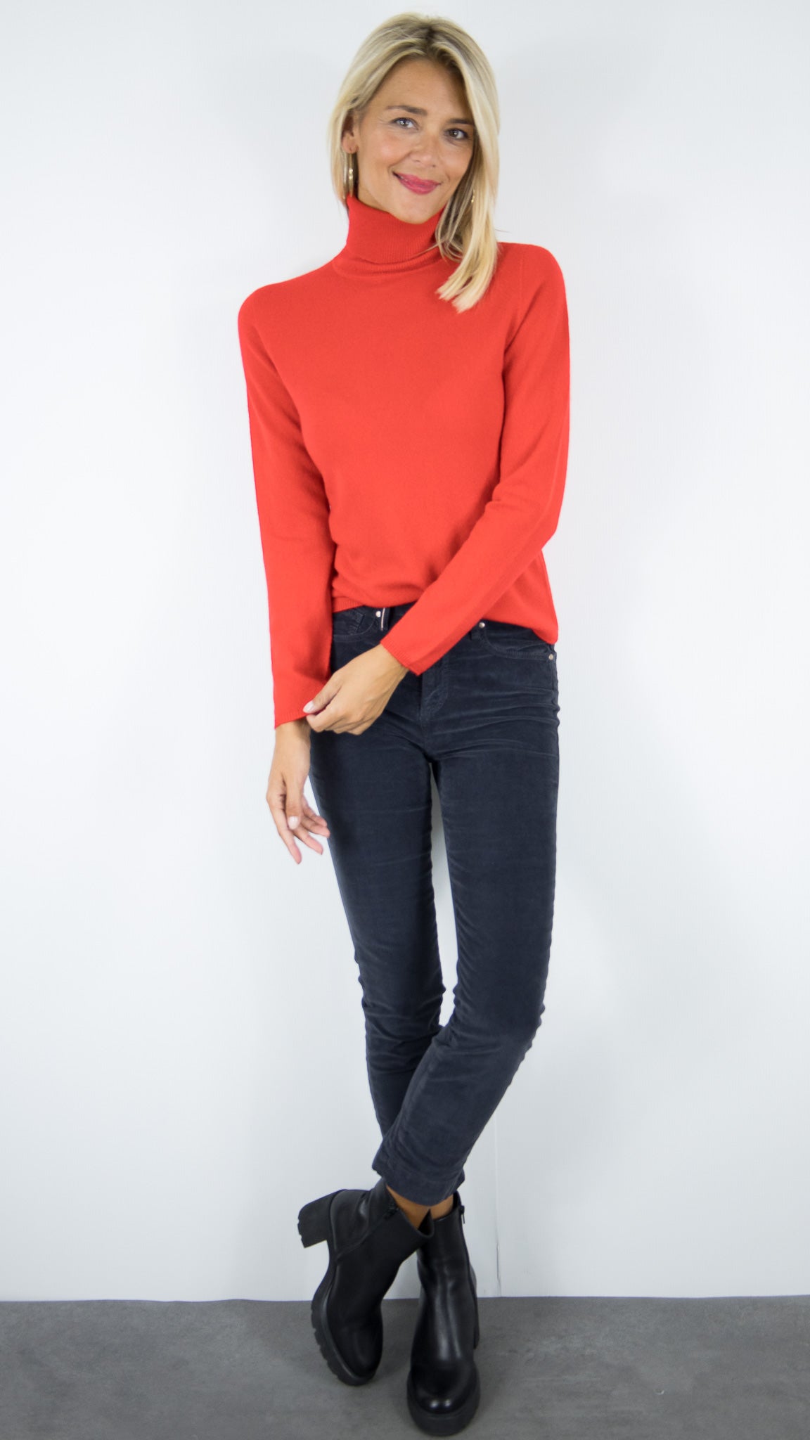 PULL COL ROULE PRES DU CORPS EN CACHEMIRE POUR FEMME ESTHEME F01H#COLOR_23014/ECARLATE