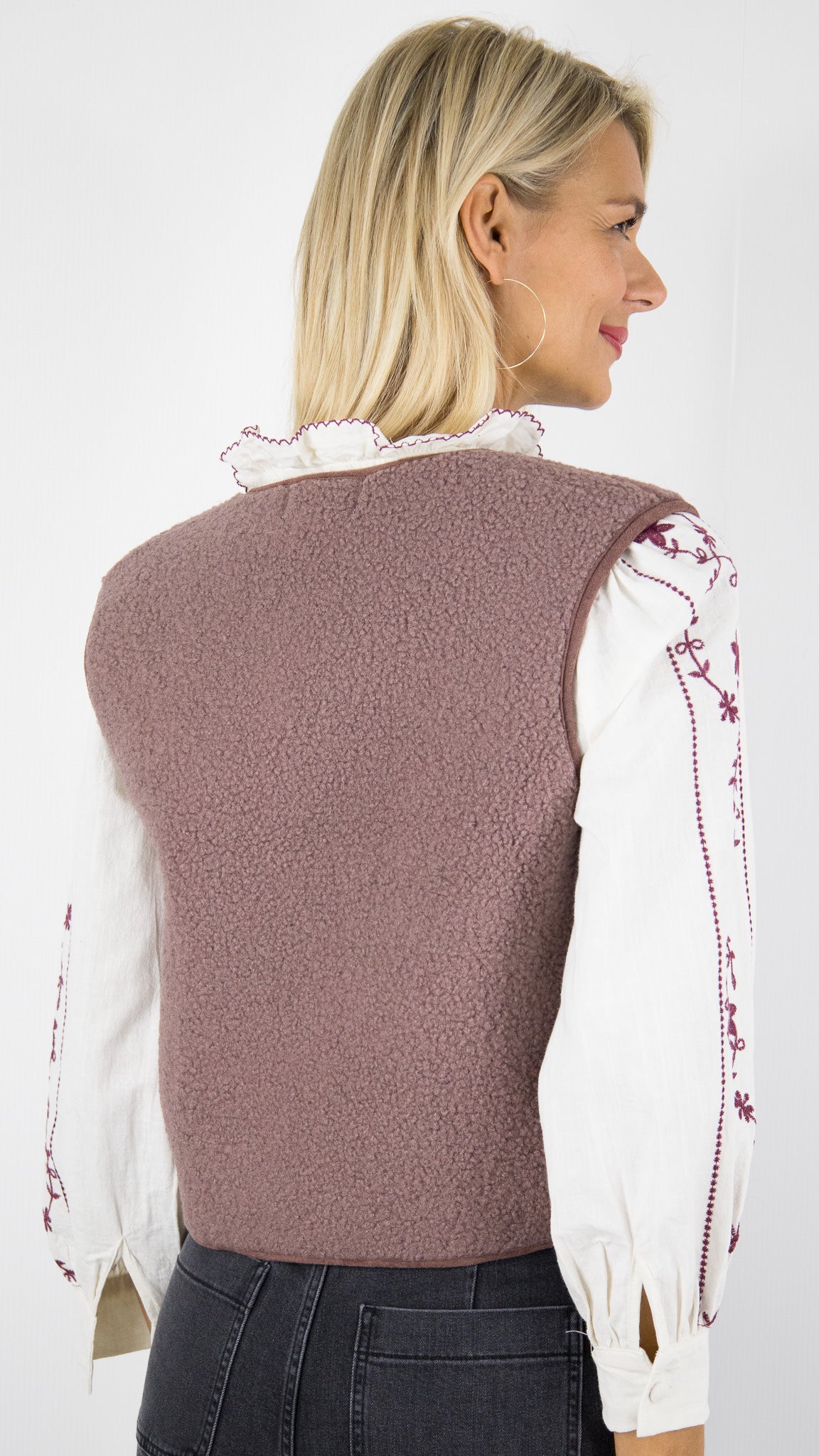GILET SANS MANCHES MOUTONS TAUPE ROSE VIEUX ROSE FEMME CHARLIOR F16032 