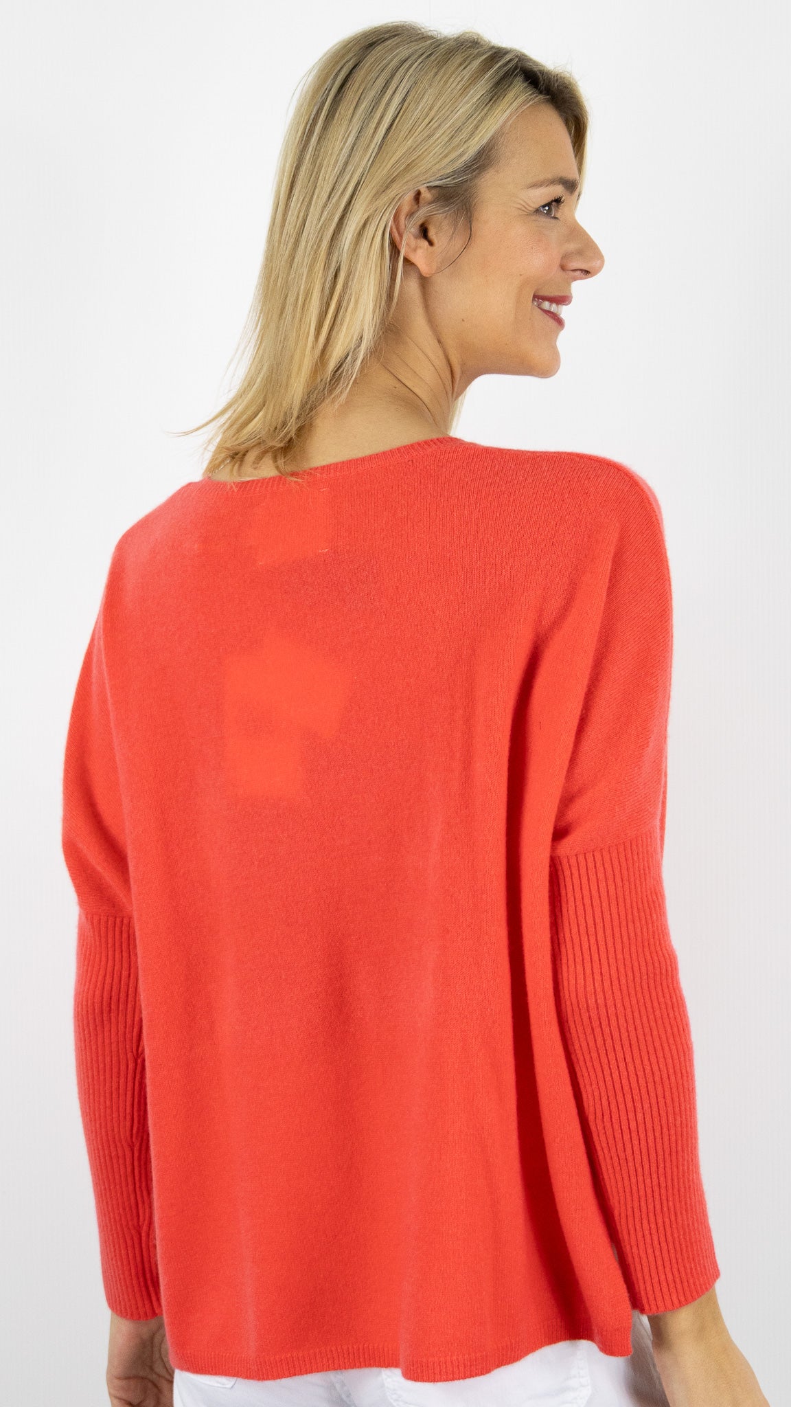 PULL AMPLE COL V  EN CACHEMIRE NOT SHY FAUSTINE#COLOR_PAMPLEMOUSSE/ORANGE