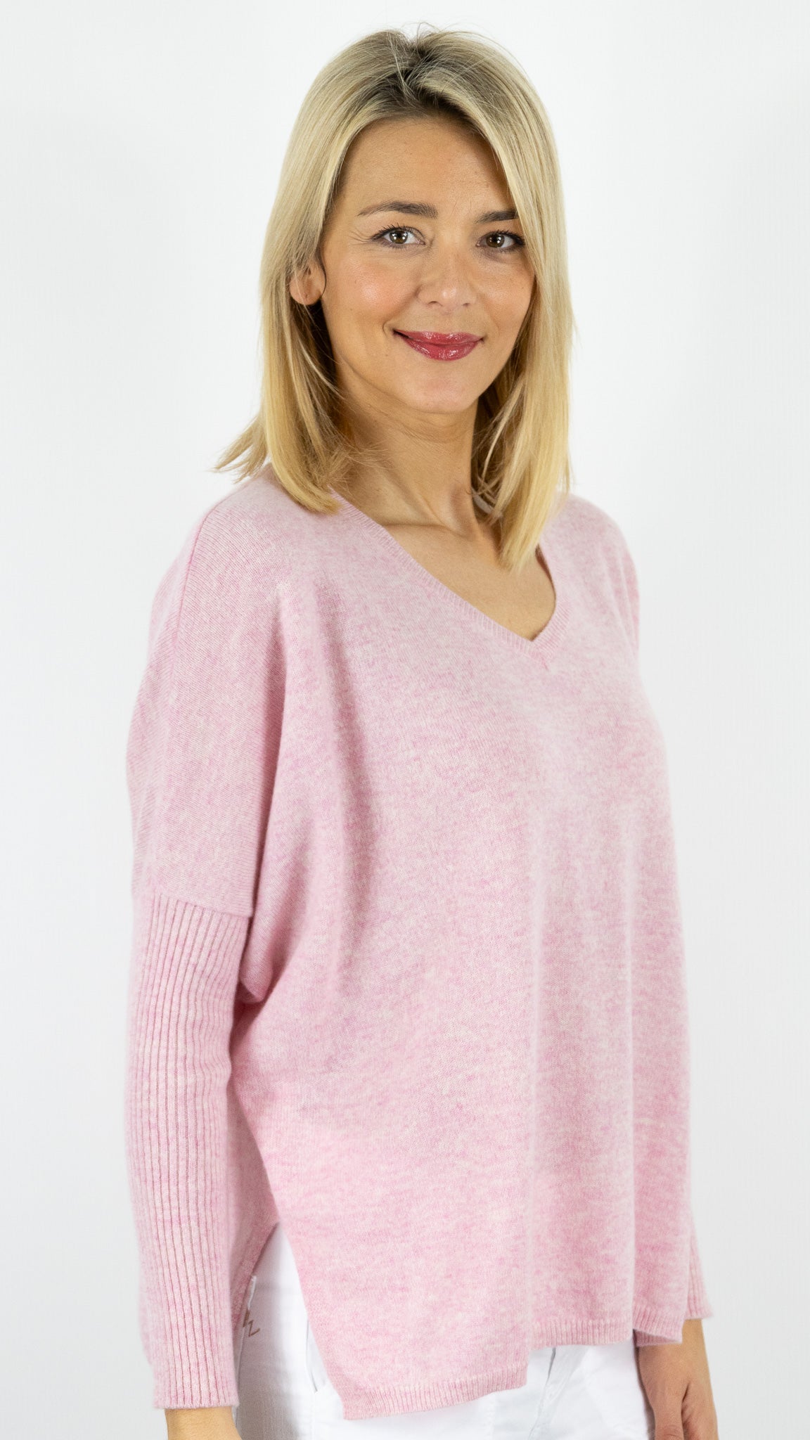 PULL AMPLE COL V  EN CACHEMIRE NOT SHY FAUSTINE#COLOR_PIVOINE