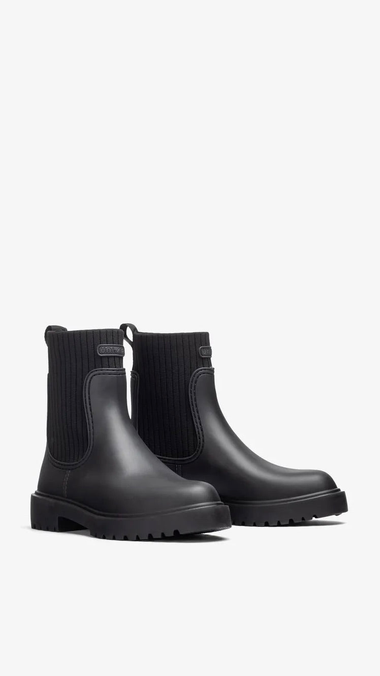 BOOTS EN CAOUTCHOUC NOIR UNISA FAYNAR_F25_RIB