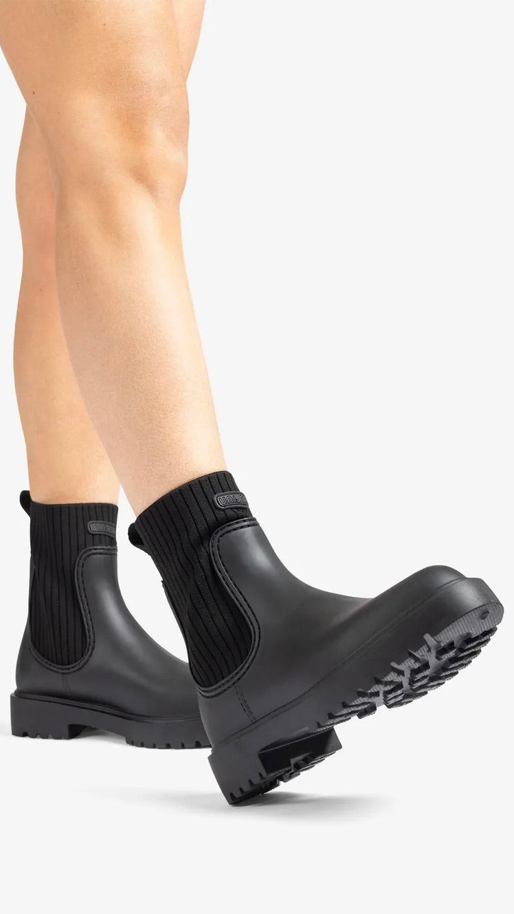 BOOTS EN CAOUTCHOUC NOIR UNISA FAYNAR_F25_RIB