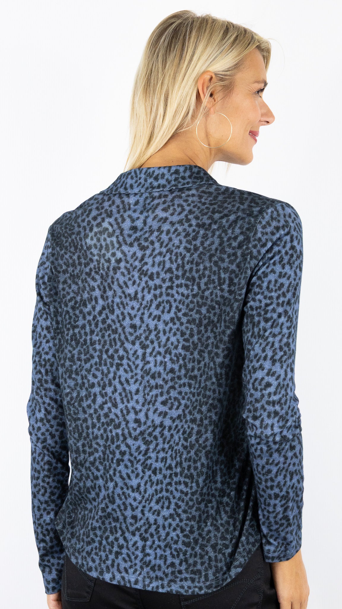 TEE-SHIRT CHEMISE IMPRIME LEOPARD MAJESTIC FCH160 M491#COLOR_1000/BLEU SAFIR