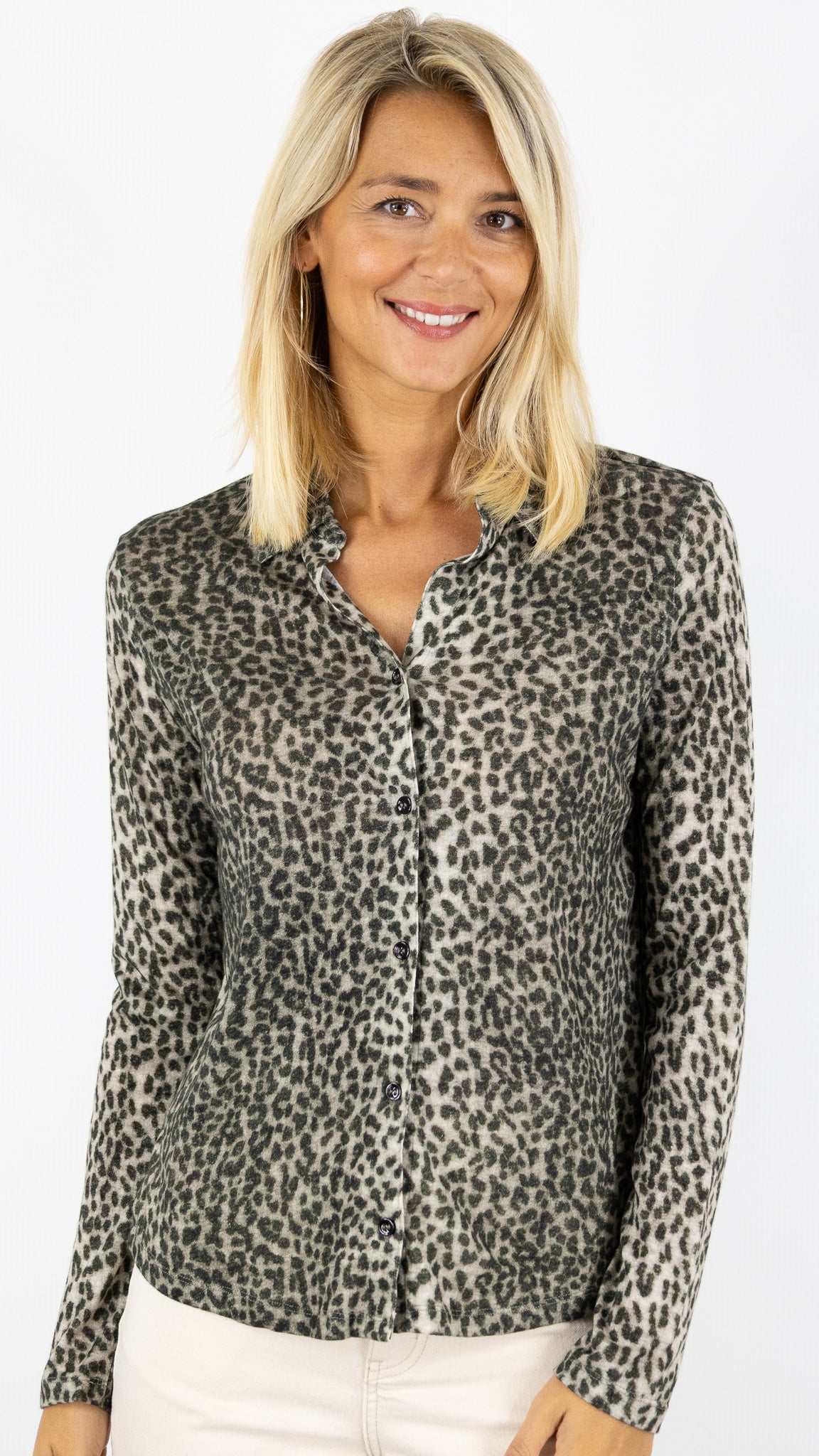 TEE-SHIRT CHEMISE IMPRIME LEOPARD MAJESTIC FCH160 M491#COLOR_678/FICELLE BEIGE