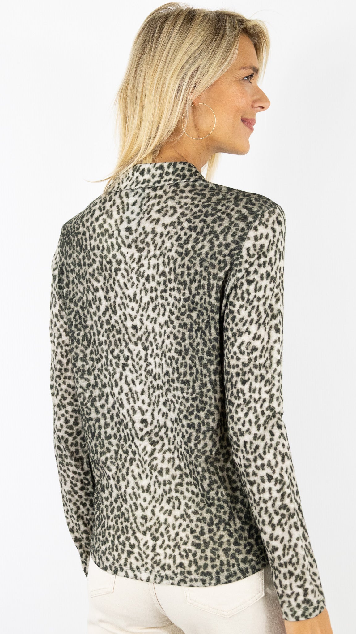 TEE-SHIRT CHEMISE IMPRIME LEOPARD MAJESTIC FCH160 M491#COLOR_678/FICELLE BEIGE