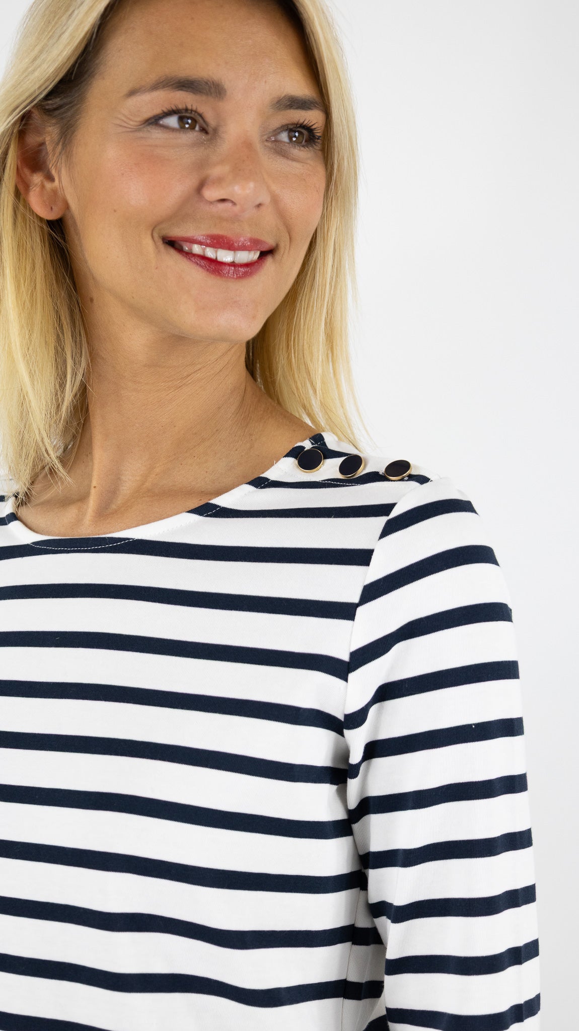 TEE-SHIRT MARINIERE EN COTON COL ROND DES PETITS HAUTS FILIPETTE#COLOR_ECRU MARINE