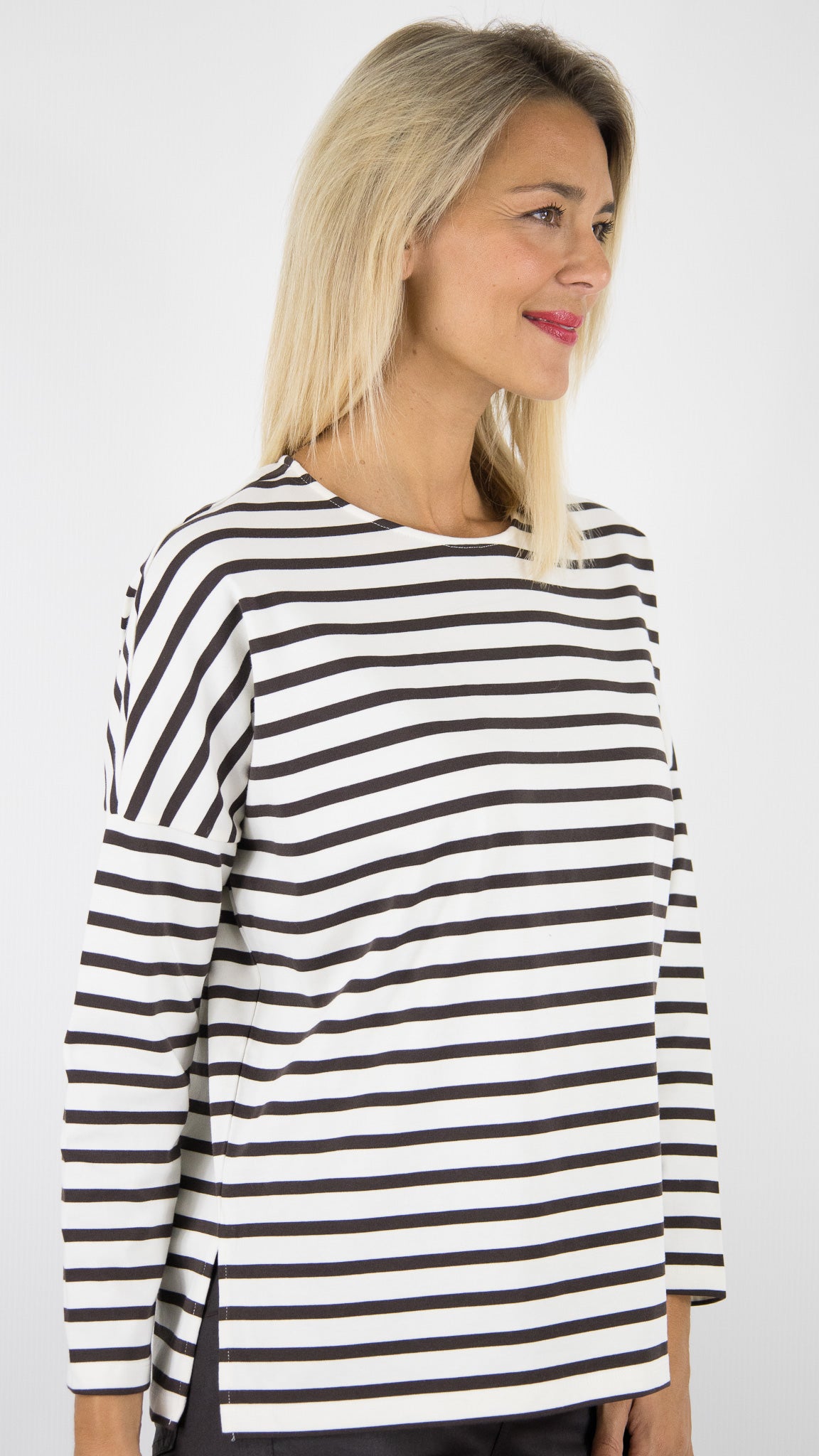 TEE-SHIRT MARINIERE POUR FEMME ECRU COFFEE DES PETITS HAUTS FILLY