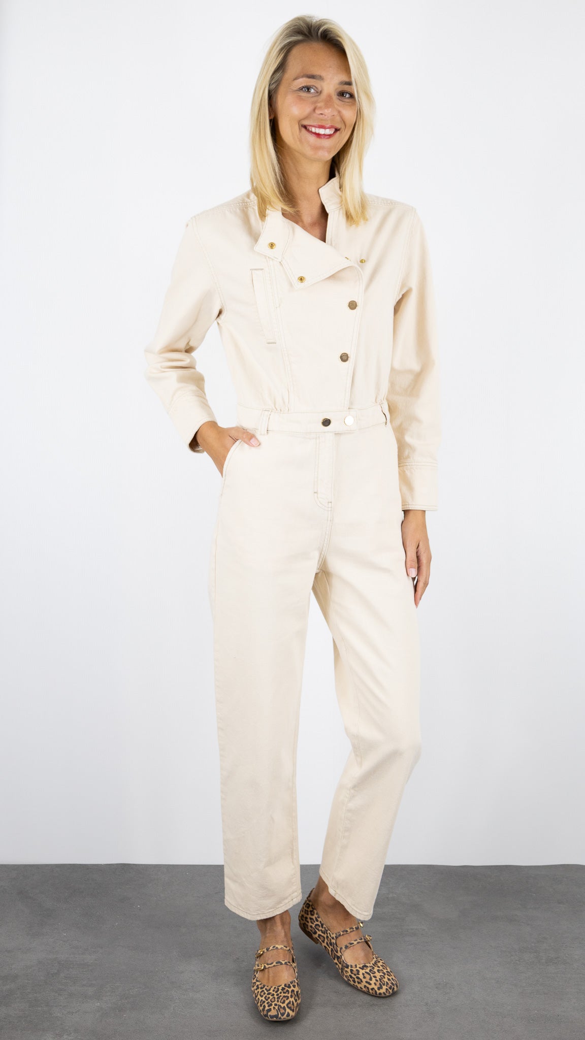 COMBINAISON PANTALON EN COTON ECRU BEIGE BA&SH FITA