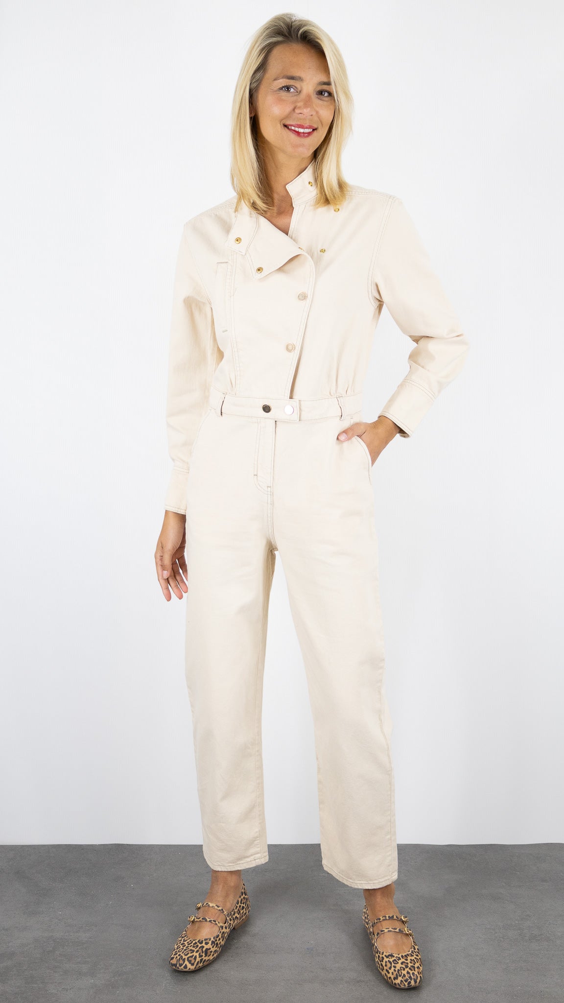 COMBINAISON PANTALON EN COTON ECRU BEIGE BA&SH FITA