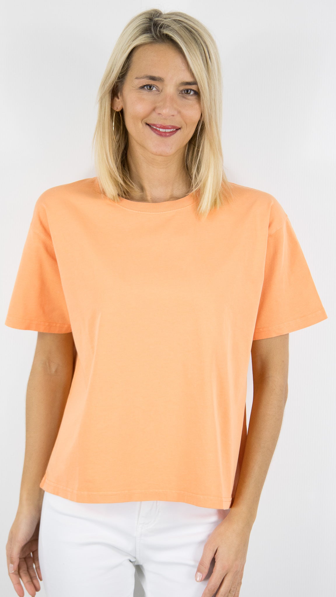 TEE-SHIRT LARGE MANCHES COURTES EN COTON POUR FEMME AMERICAN VINTAGE FIZVALLEY#COLOR_ABRICOTINE