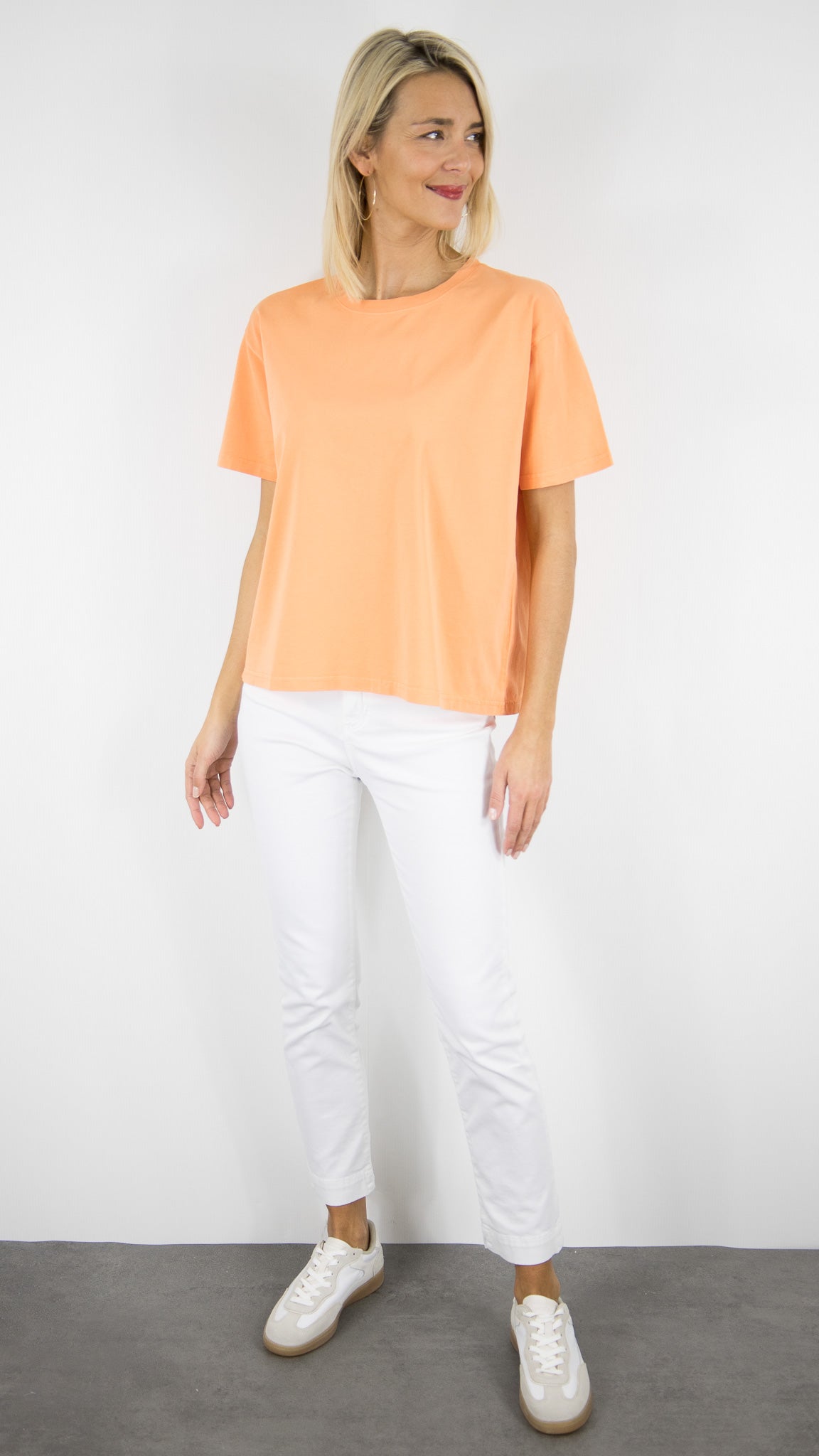 TEE-SHIRT LARGE MANCHES COURTES EN COTON POUR FEMME AMERICAN VINTAGE FIZVALLEY#COLOR_ABRICOTINE