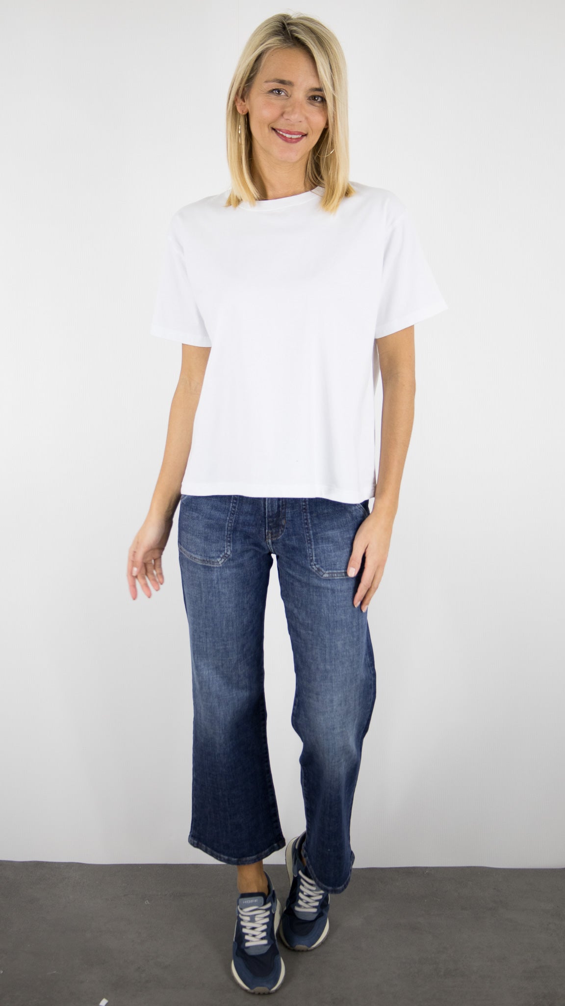 TEE-SHIRT LARGE MANCHES COURTES EN COTON POUR FEMME AMERICAN VINTAGE FIZVALLEY#COLOR_BLANC