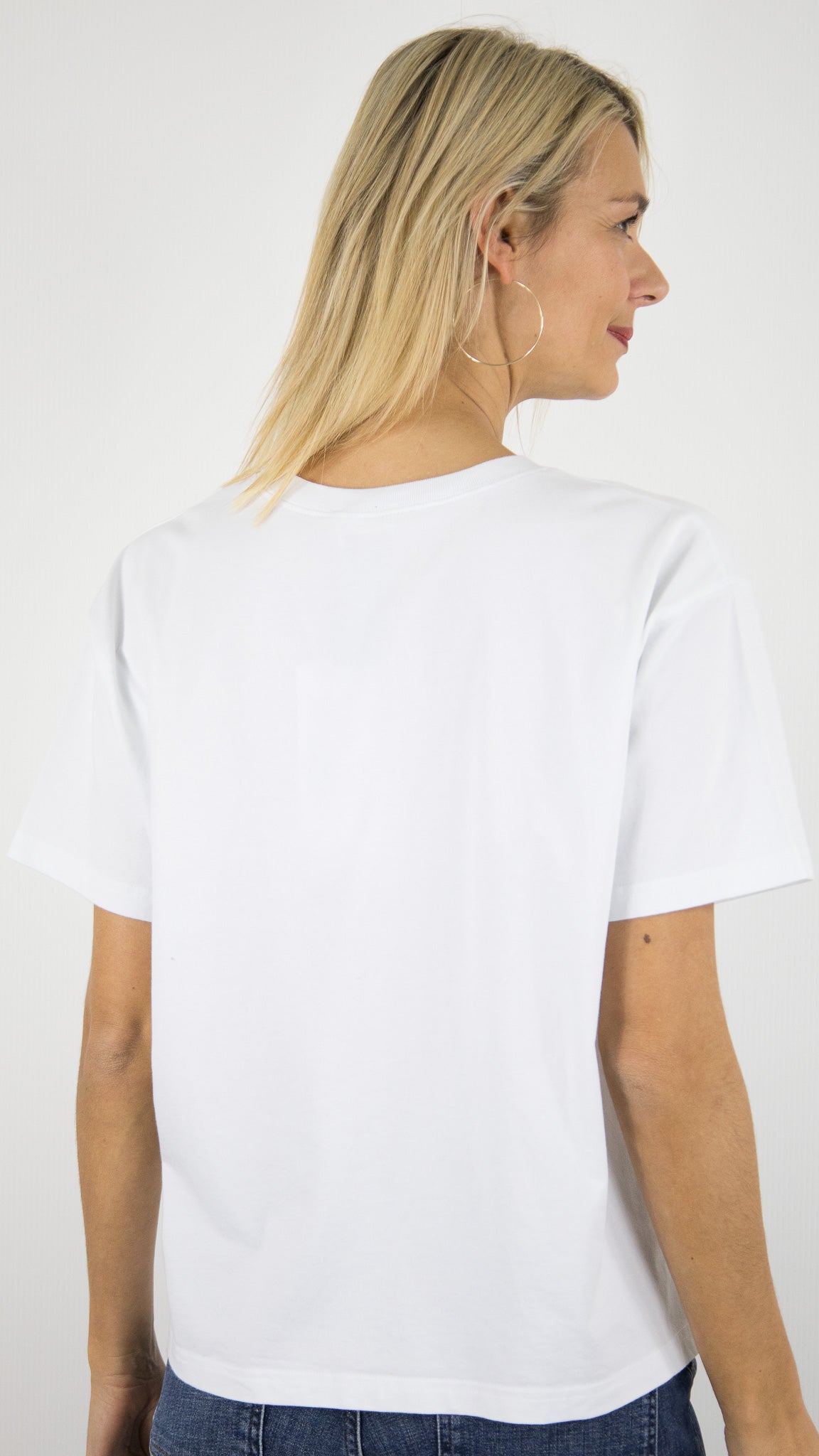 TEE-SHIRT LARGE MANCHES COURTES EN COTON POUR FEMME AMERICAN VINTAGE FIZVALLEY#COLOR_BLANC
