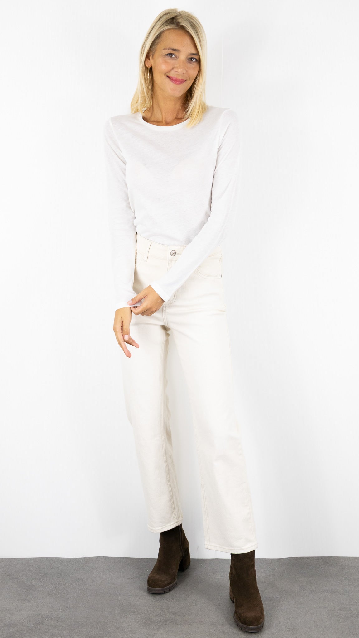 TEE-SHIRT COL ROND BASE COTON FEMME MAJESTIC FTS008 M005#COLOR_125/BLANC LAIT