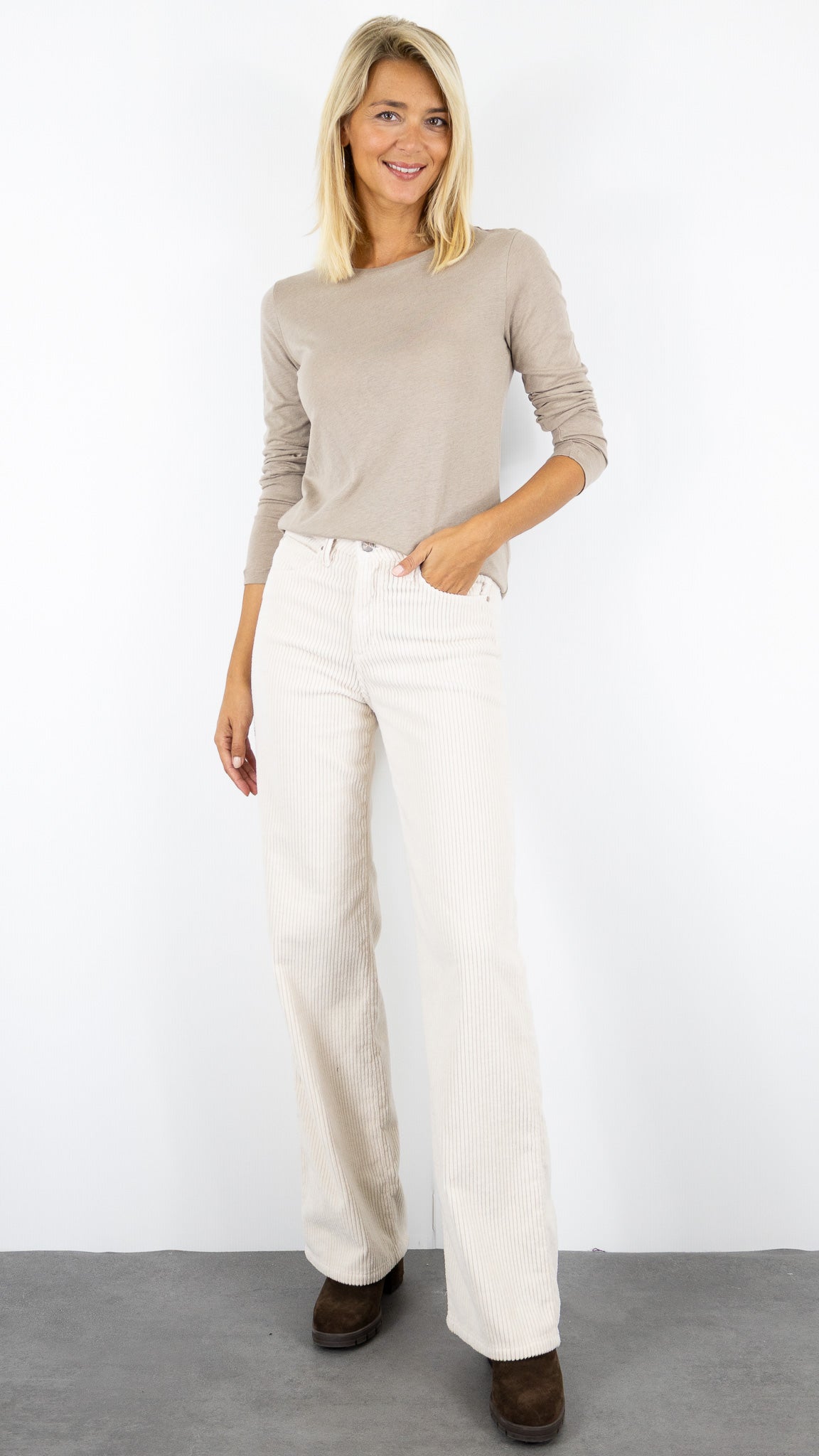 TEE-SHIRT COL ROND BASE COTON FEMME MAJESTIC FTS008 M005#COLOR_683/DESERT BEIGE
