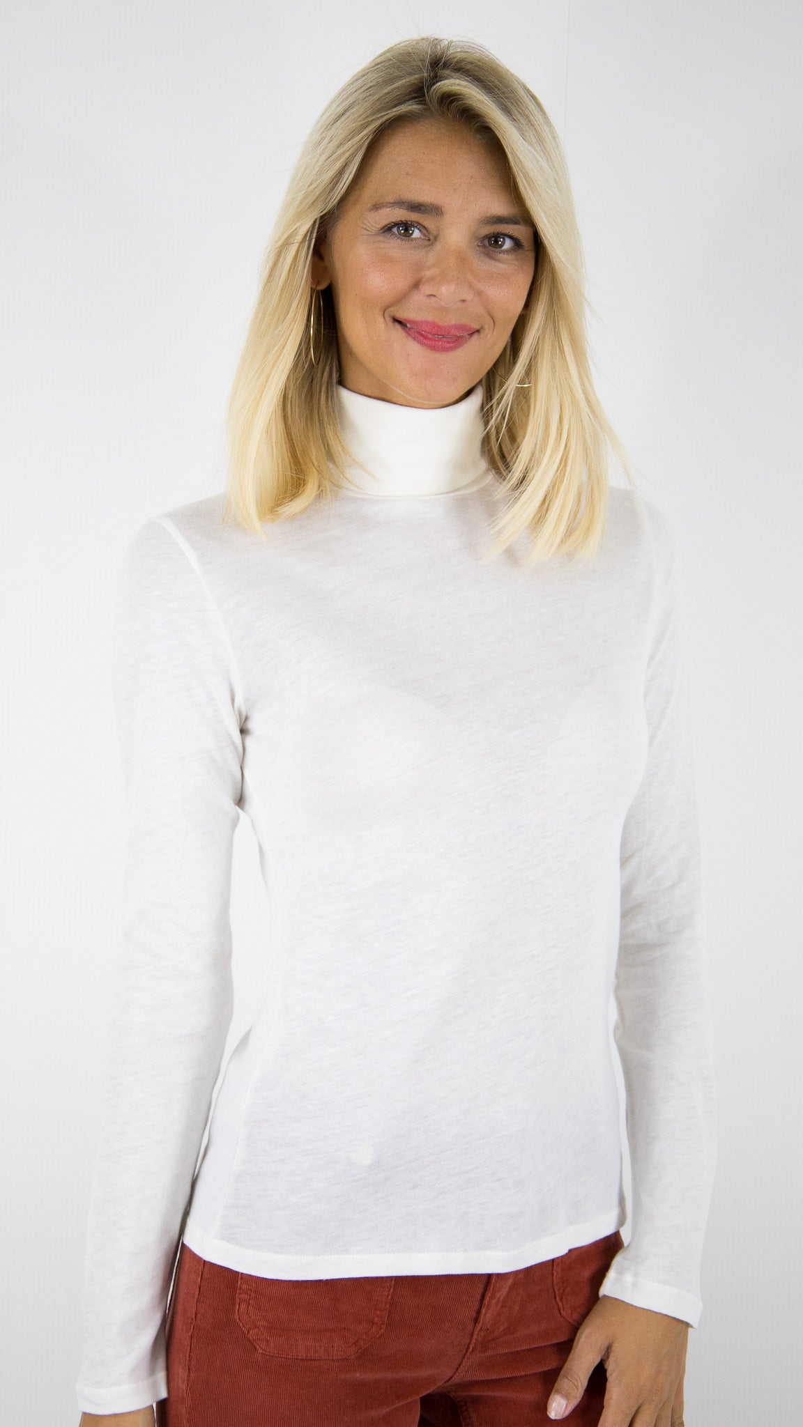 TEE-SHIRT COL ROULE MAJESTIC FTS011-M005#COLOR_125/LAIT