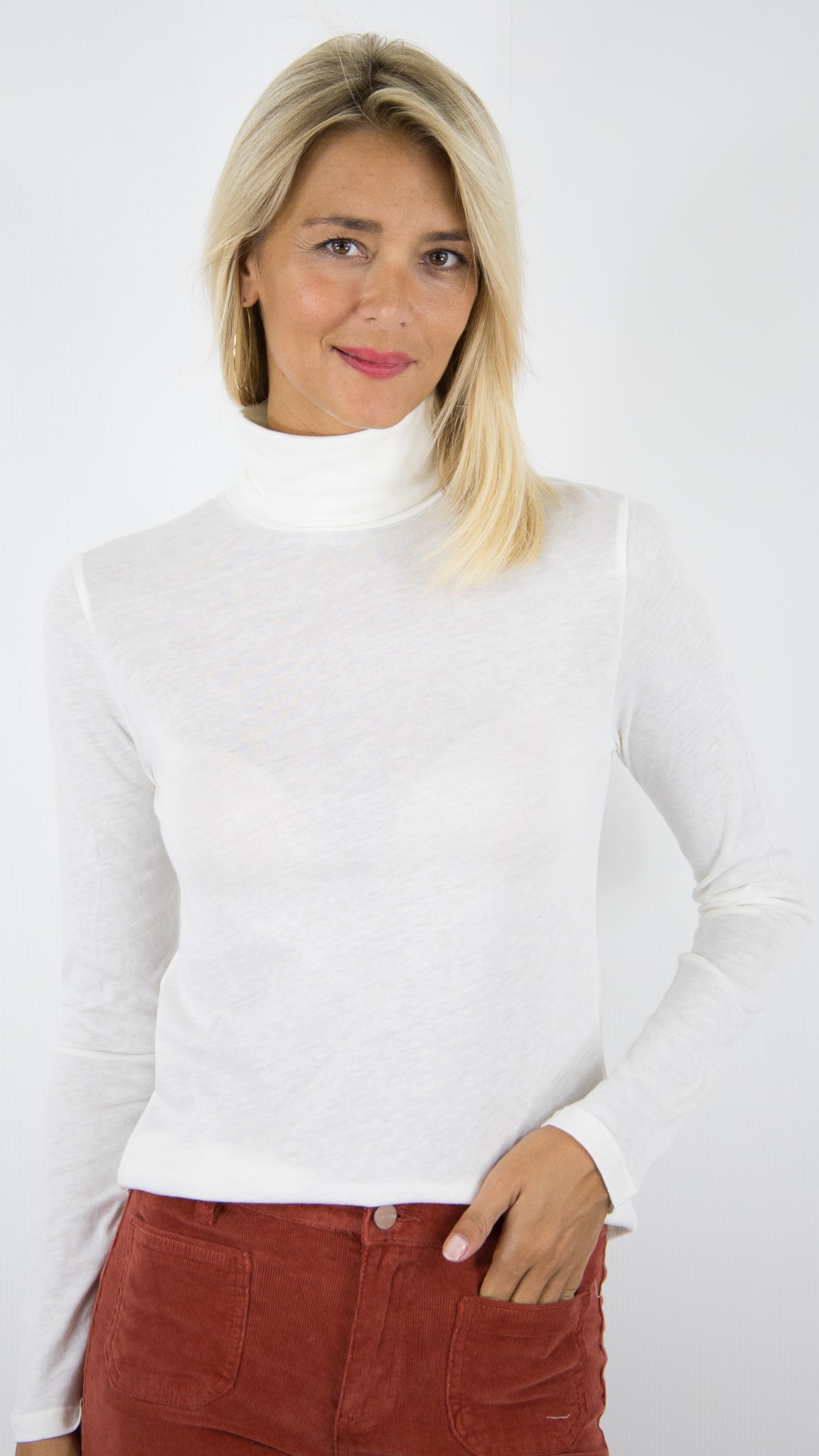 TEE-SHIRT COL ROULE MAJESTIC FTS011-M005#COLOR_125/LAIT