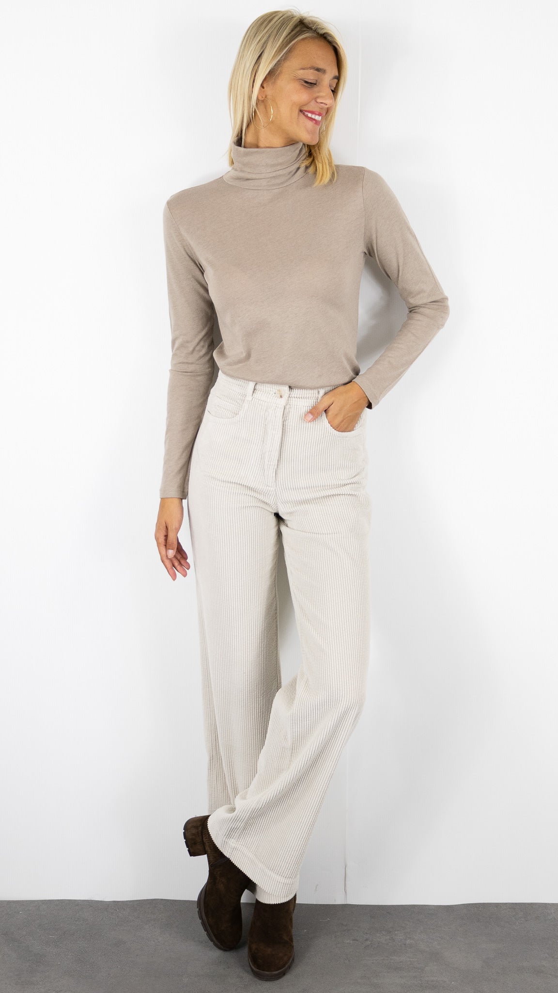 TEE-SHIRT COL ROULE MAJESTIC FTS011-M005#COLOR_683/DESERT BEIGE