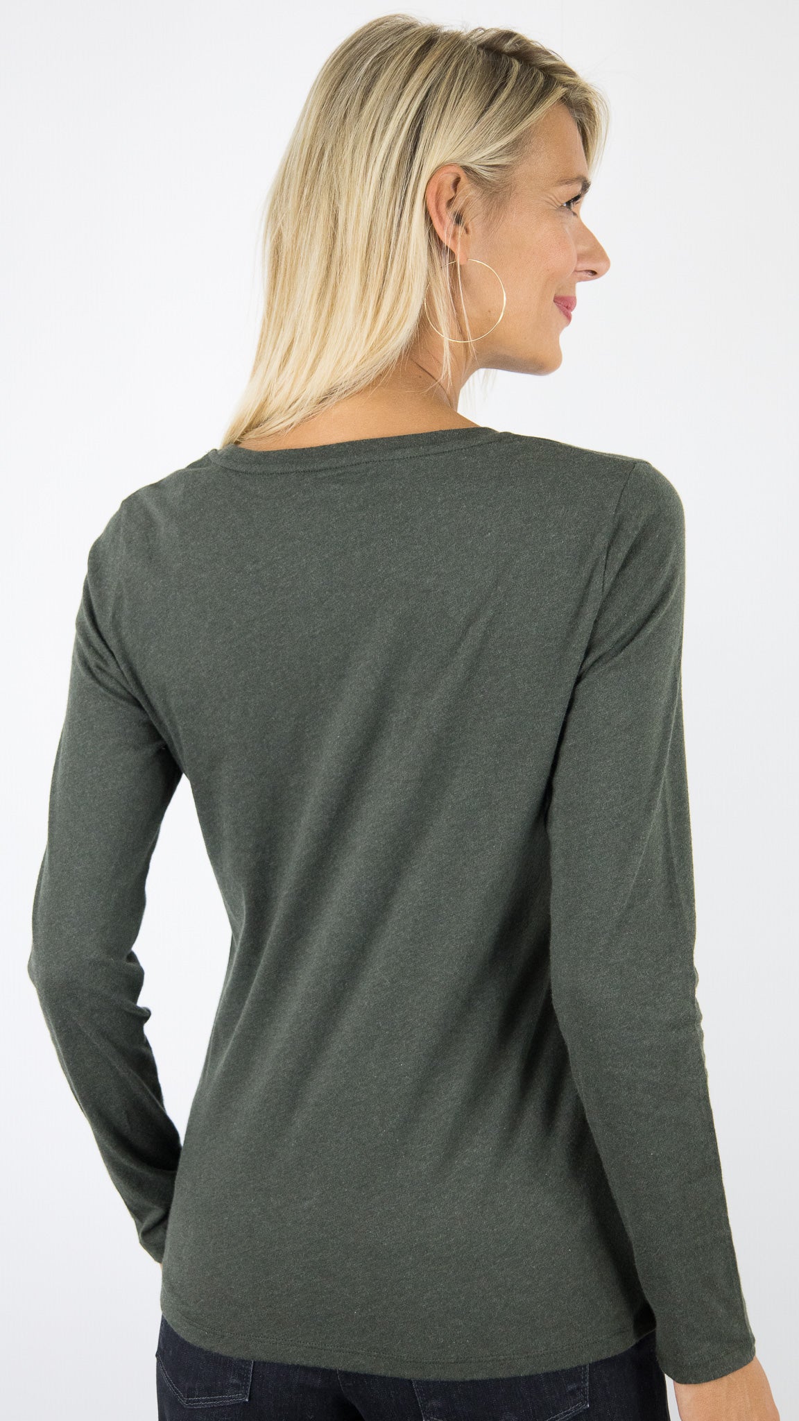 TEE-SHIRT COL ROND EN COTON DELUXE FEMME MAJESTIC FTS037 M007#COLOR_1013/FOREST KAKI