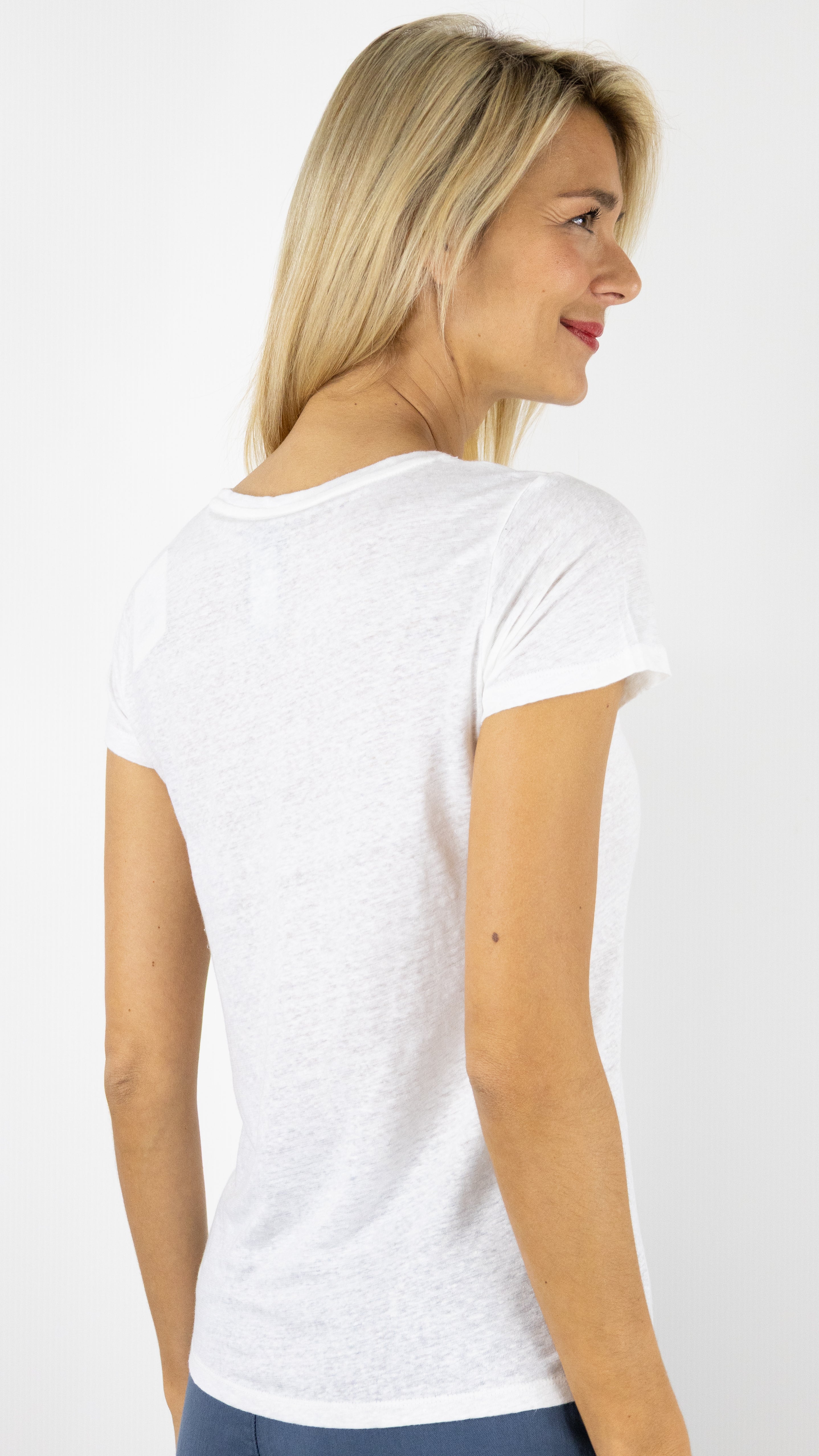 TEE-SHIRT EN LIN FTS164 M011 MAJESTIC#COLOR_001/BLANC