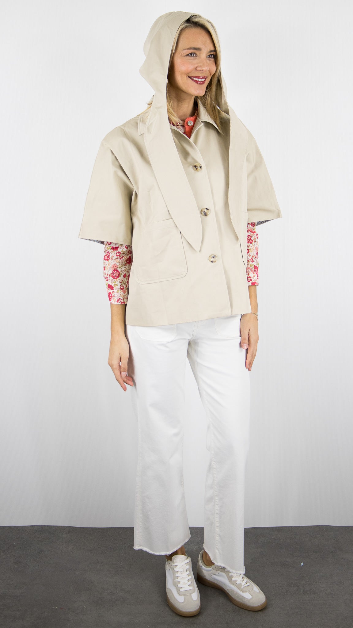 VESTE MANCHES COURTES OVERSIZE EN COTON BEIGE IT HIPPIE G156-80