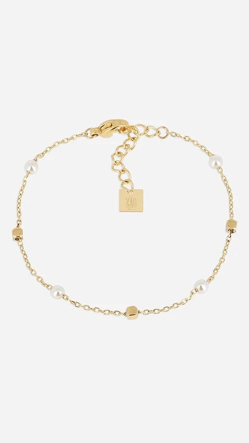 BRACELET PERLES ACIER DORE  ZAG GARGANO 