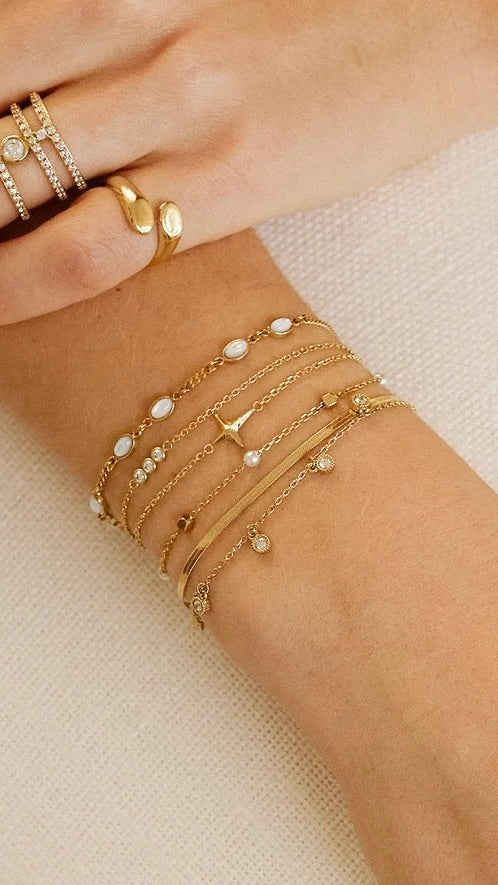 BRACELET PERLES ACIER DORE  ZAG GARGANO 