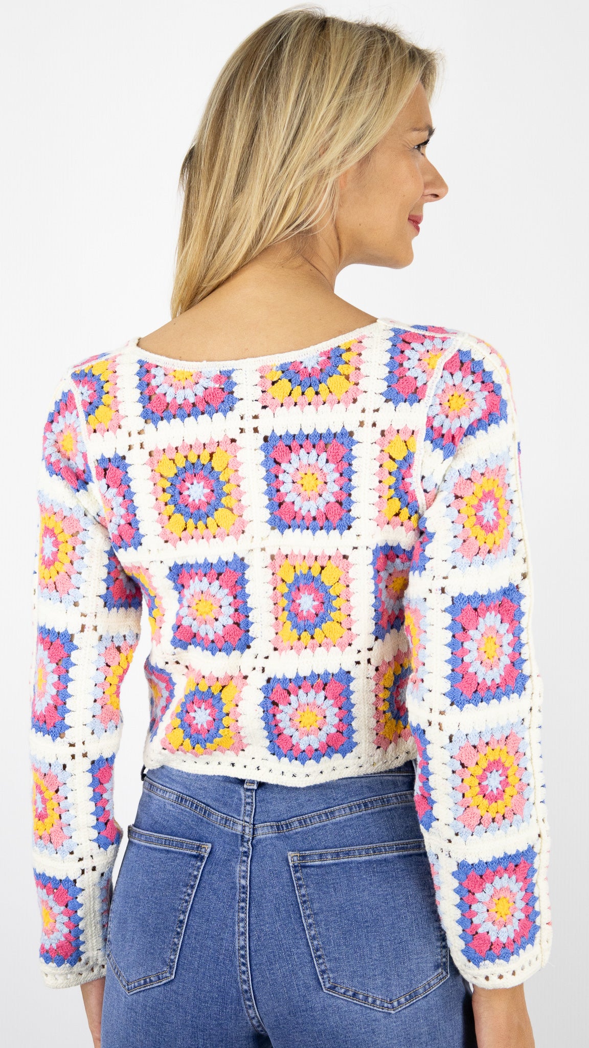 GILET COURT EN CROCHET MULTICOLORE SO SWEET GT2504 