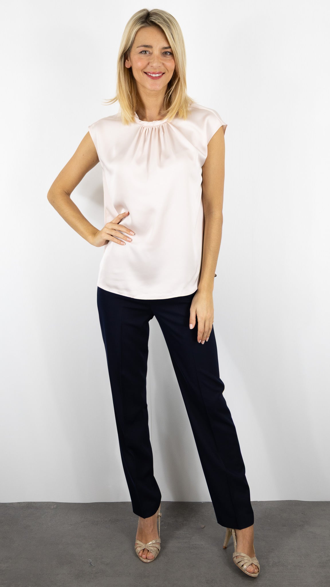 TOP SANS MCH COL ENROULE FLUIDE DROIT#color_LIGHT PINK/ROSE CLAIR