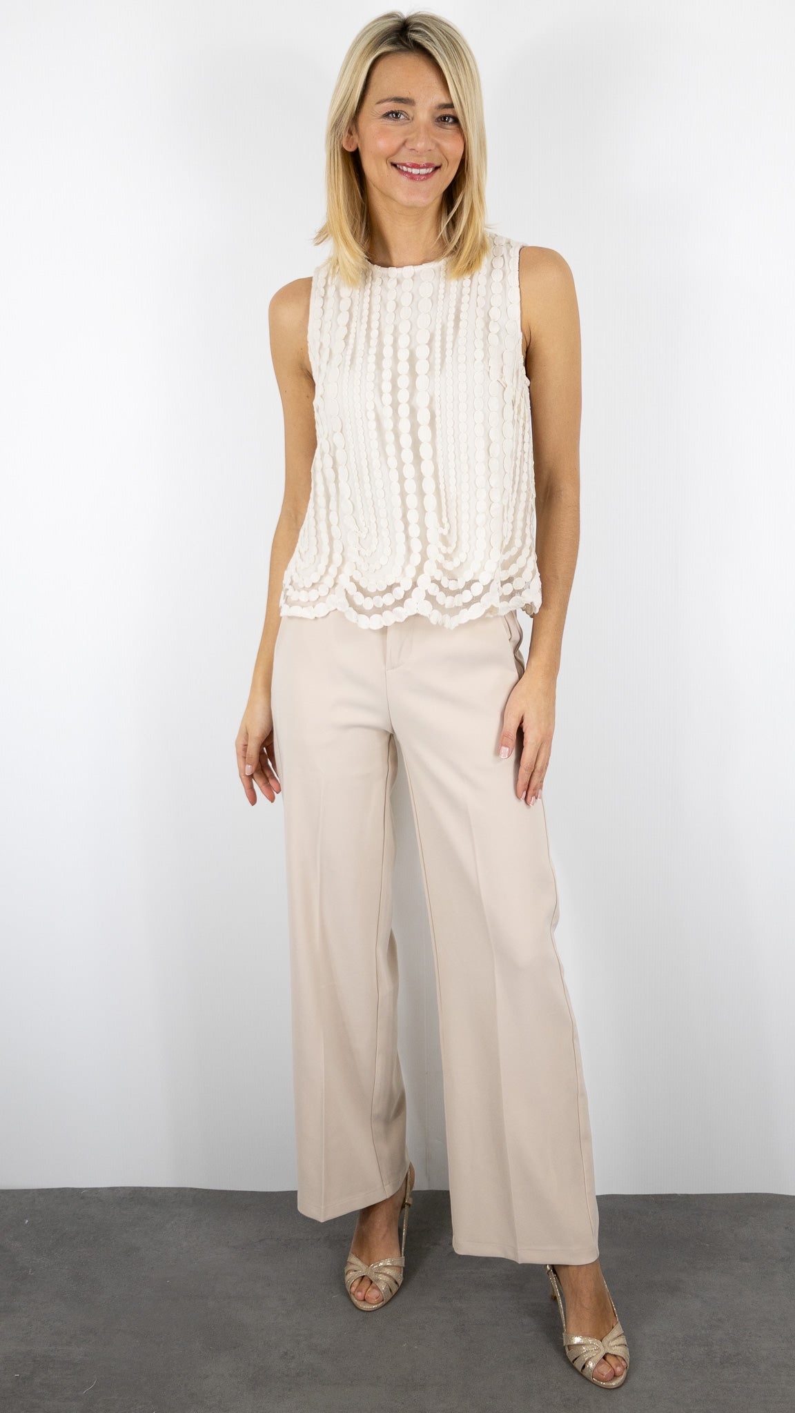 TOP SANS MANCHES DOUBLE AVEC PASTILLE LIGHT BEIGE H741 LULUMARY