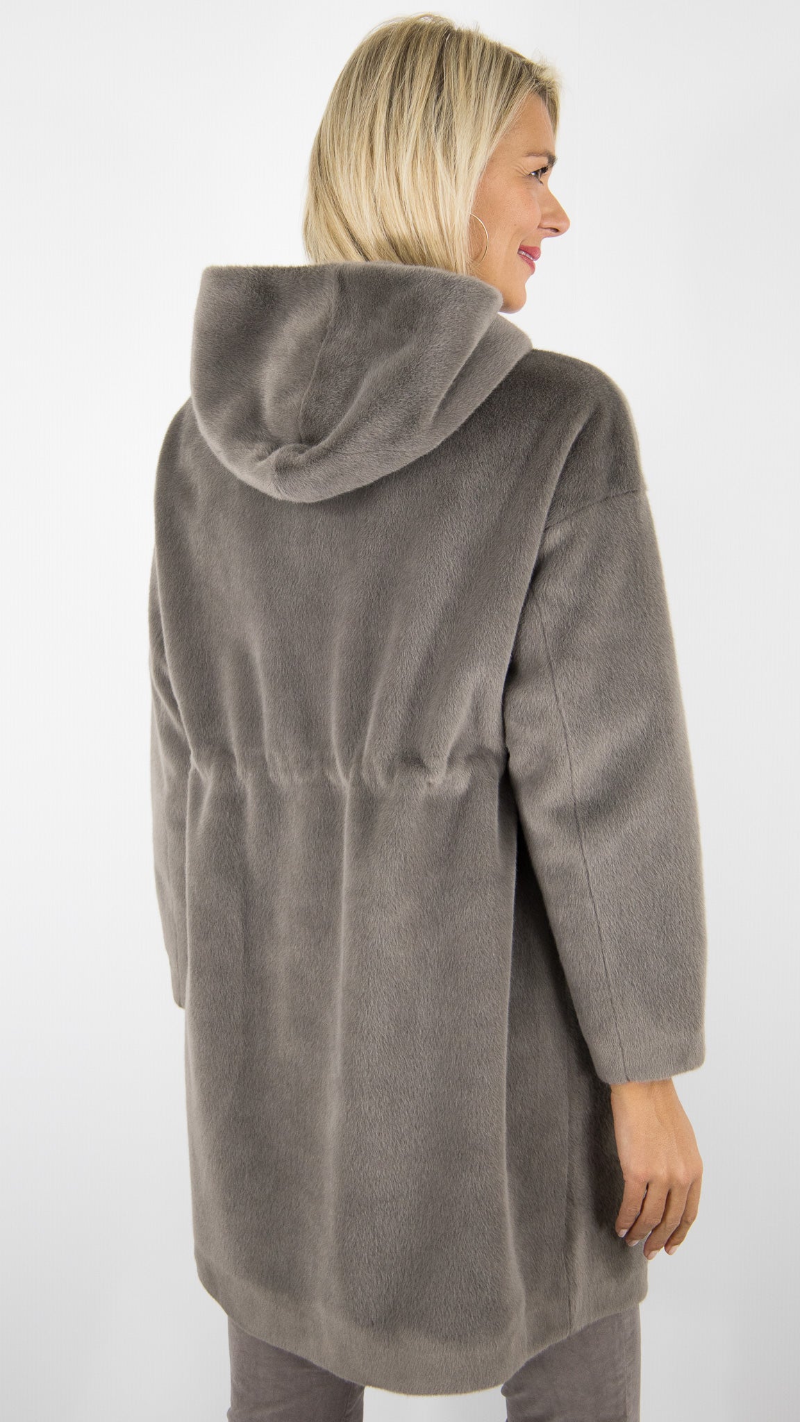 MANTEAU 7/8 EN FAUSSE FOURRURE LOU ANDREA HAPPY PM BEIGE#COLOR_15/TAUPE