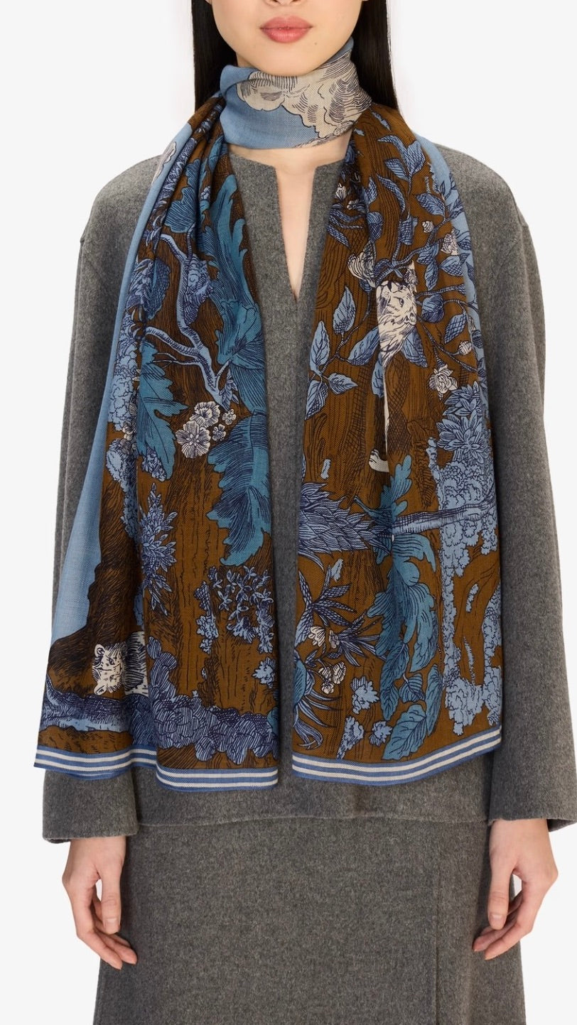 ECHARPE EN LAINE IMPRIMEE POUR FEMME INOUI EDITIONS HISTOIRE#COLOR_BLEU