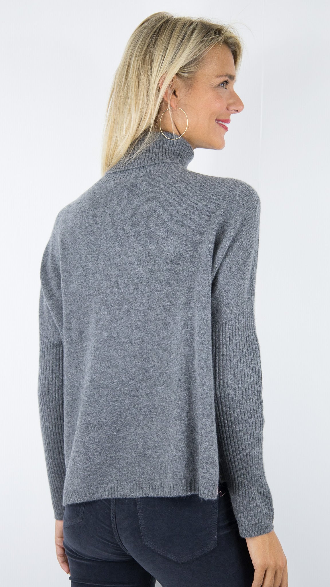 PULL PONCHO COL ROULE EN CACHEMIRE ESTHEME HJQ270C#COLOR_71322/ETAIN