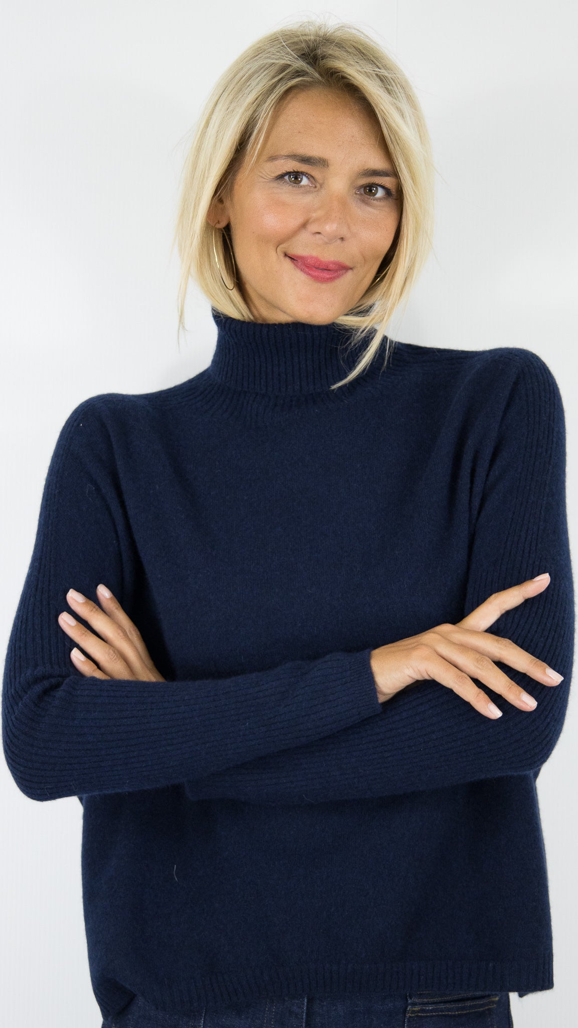 PULL PONCHO COL ROULE EN CACHEMIRE ESTHEME HJQ270C#COLOR_53370/NUIT