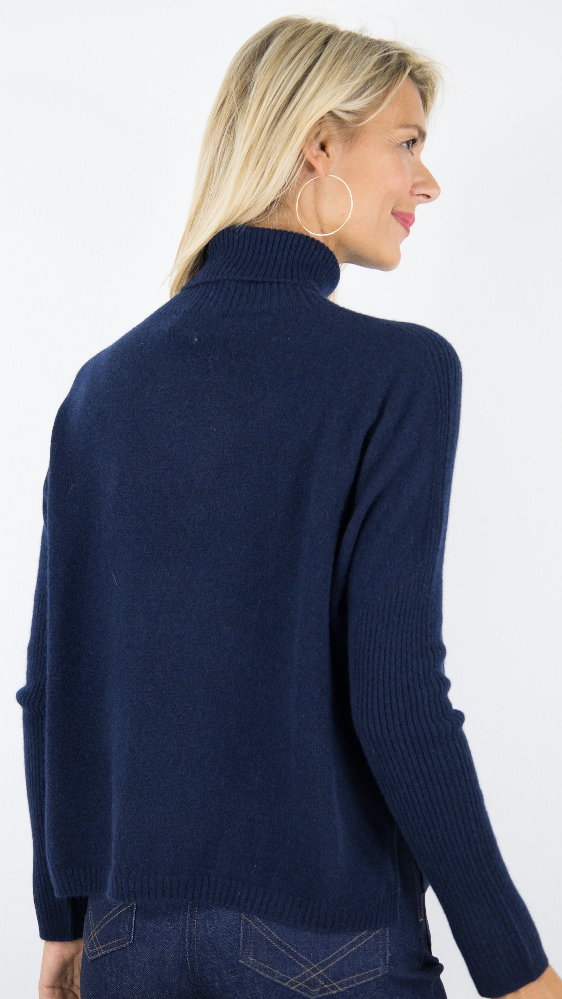 PULL PONCHO COL ROULE EN CACHEMIRE ESTHEME HJQ270C#COLOR_53370/NUIT