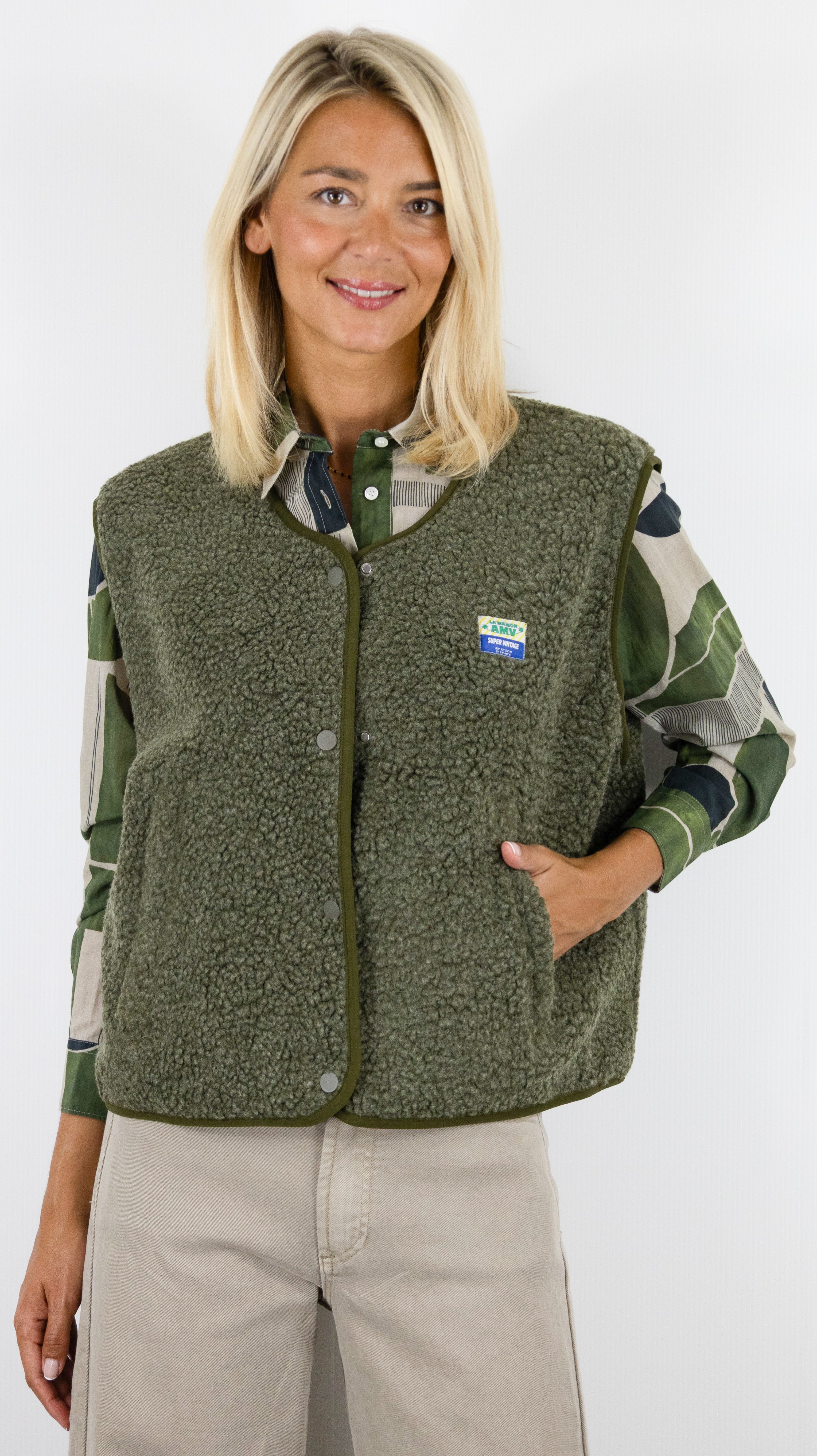 GILET MOUTON SANS MANCHES POUR FEMME AMERICAN VINTAGE HOKTOWN#COLOR_VARAN CHINE