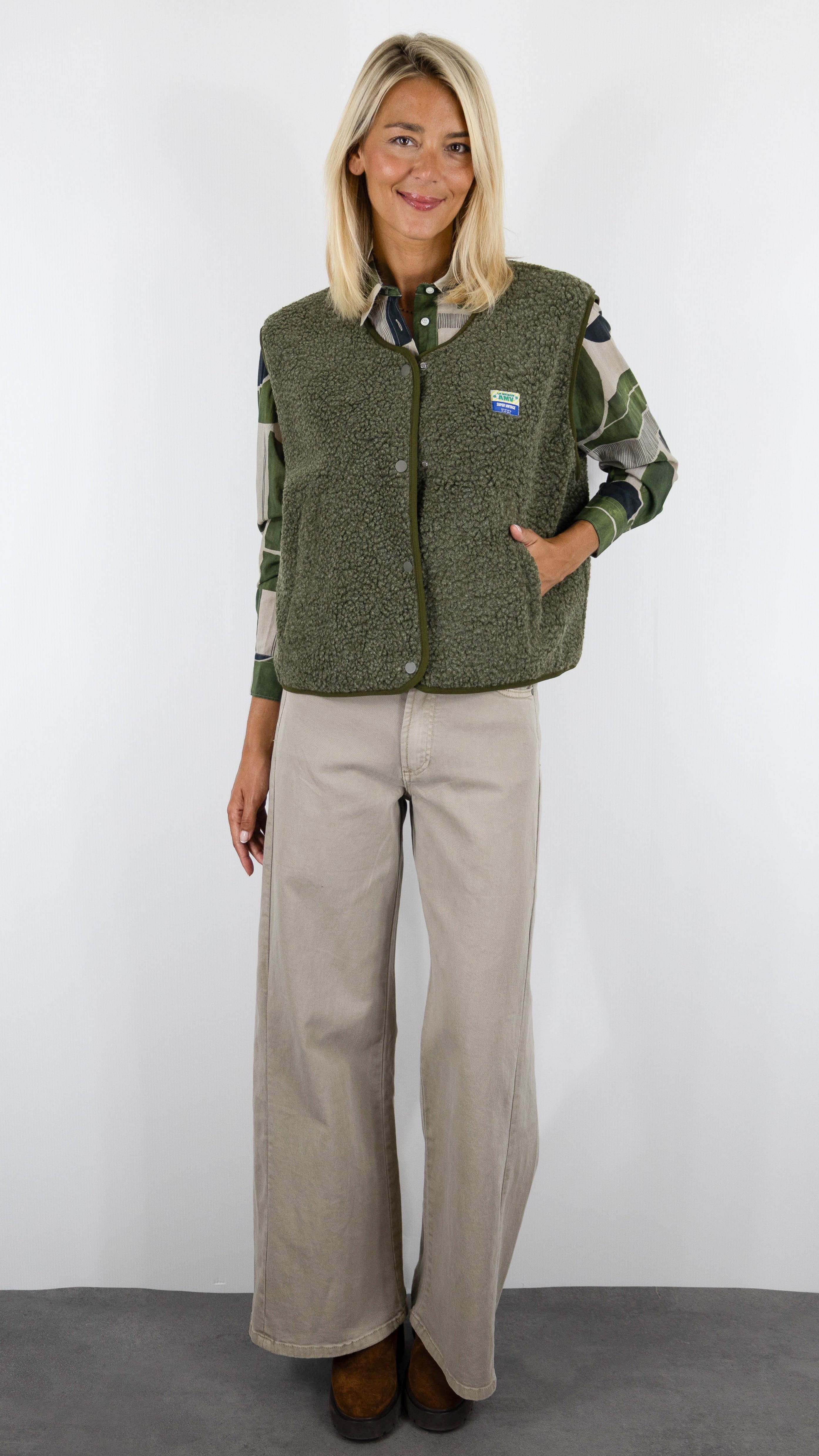 GILET MOUTON SANS MANCHES POUR FEMME AMERICAN VINTAGE HOKTOWN#COLOR_VARAN CHINE