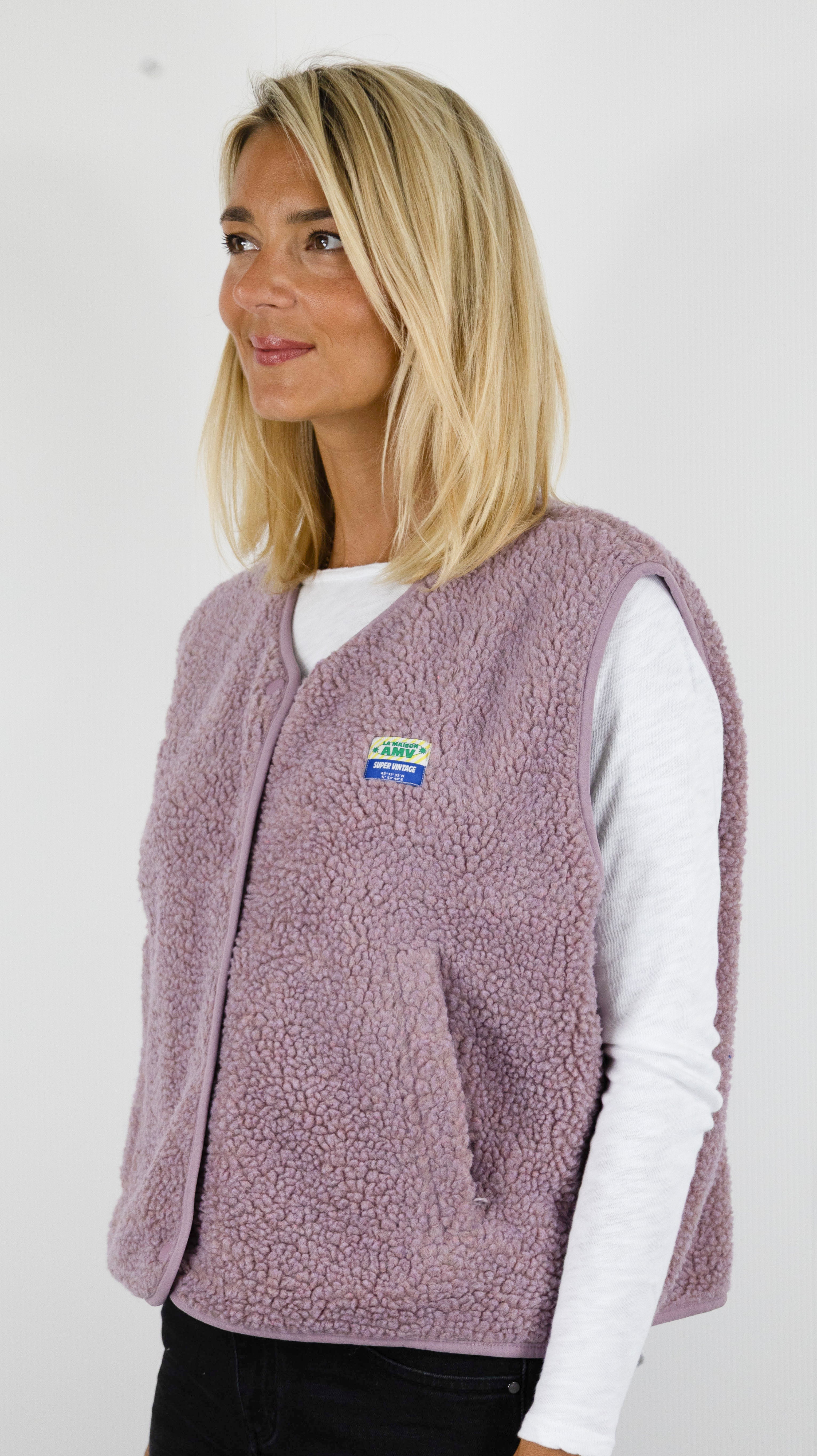 GILET MOUTON SANS MANCHES POUR FEMME AMERICAN VINTAGE HOKTOWN#COLOR_PRUNELLE CHINE