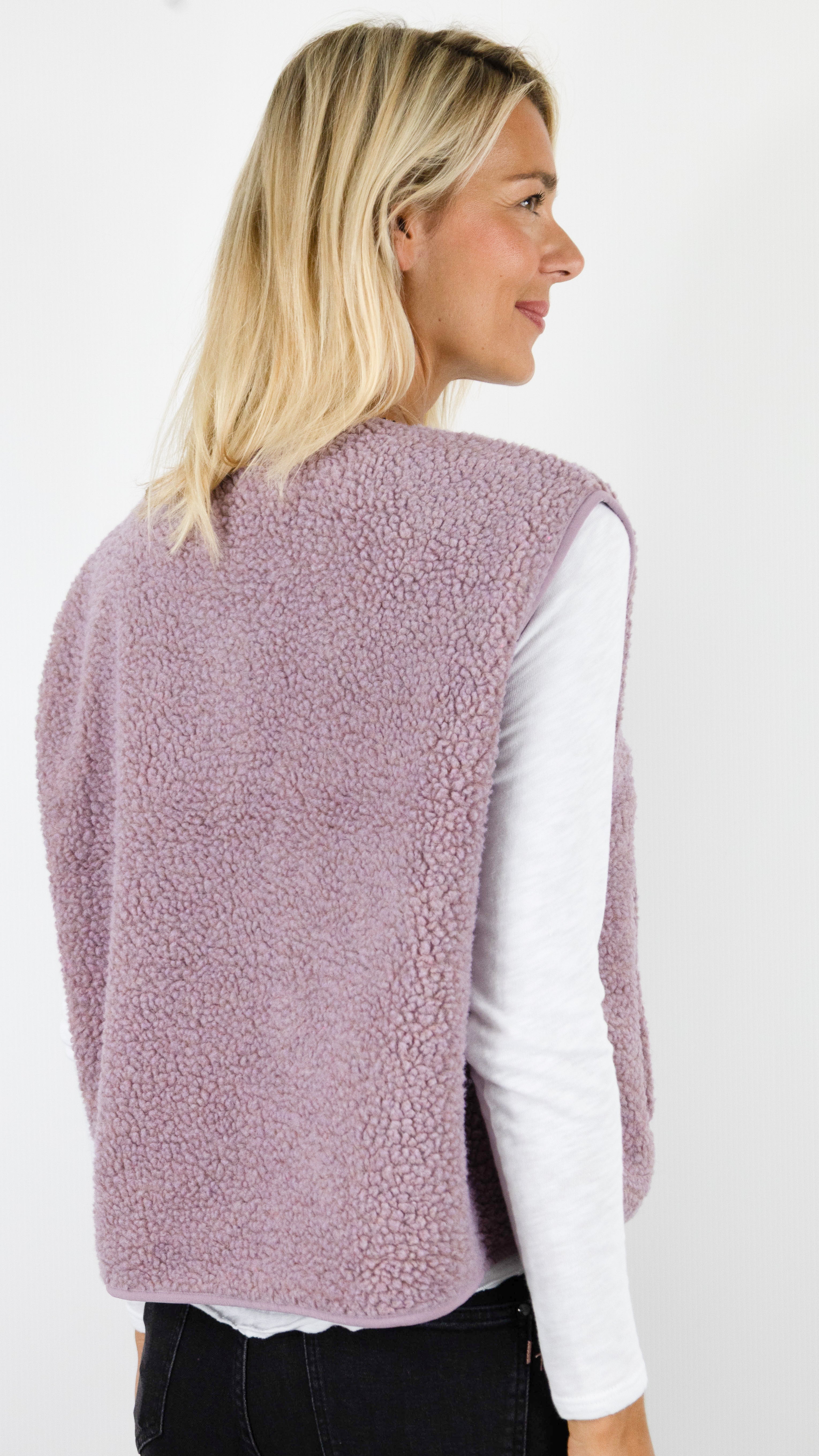 GILET MOUTON SANS MANCHES POUR FEMME AMERICAN VINTAGE HOKTOWN#COLOR_PRUNELLE CHINE
