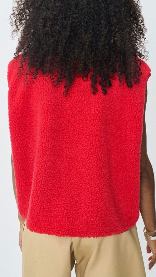 GILET MOUTON SANS MANCHES AMERICAN VINTAGE HOKTOWN#COLOR_FRAISE/ROUGE