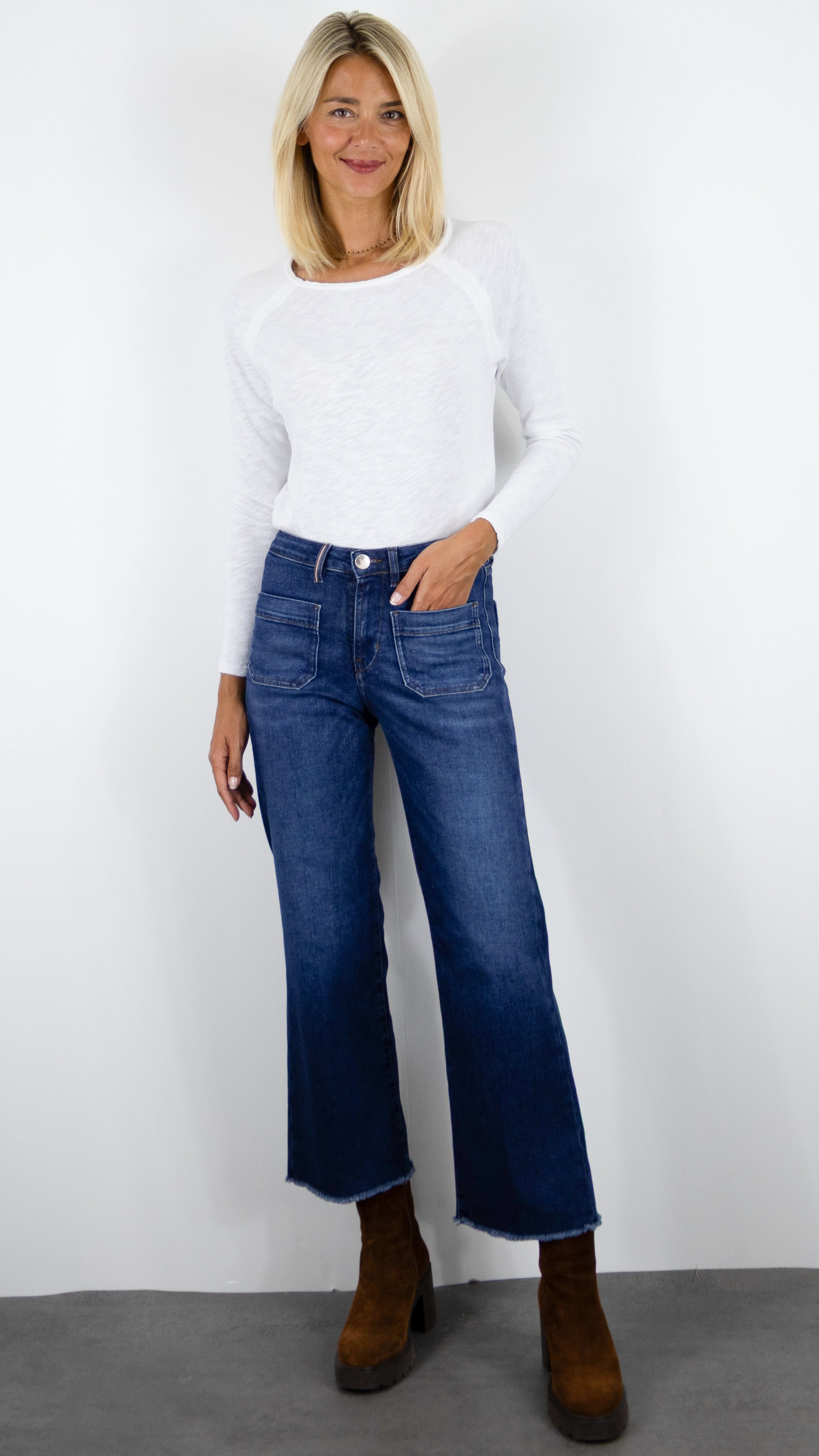 JEANS 7/8 EVASE POUR FEMME ISLOW HOPE INDIGO FLOW DARK VINTAGE BLEU MOYEN