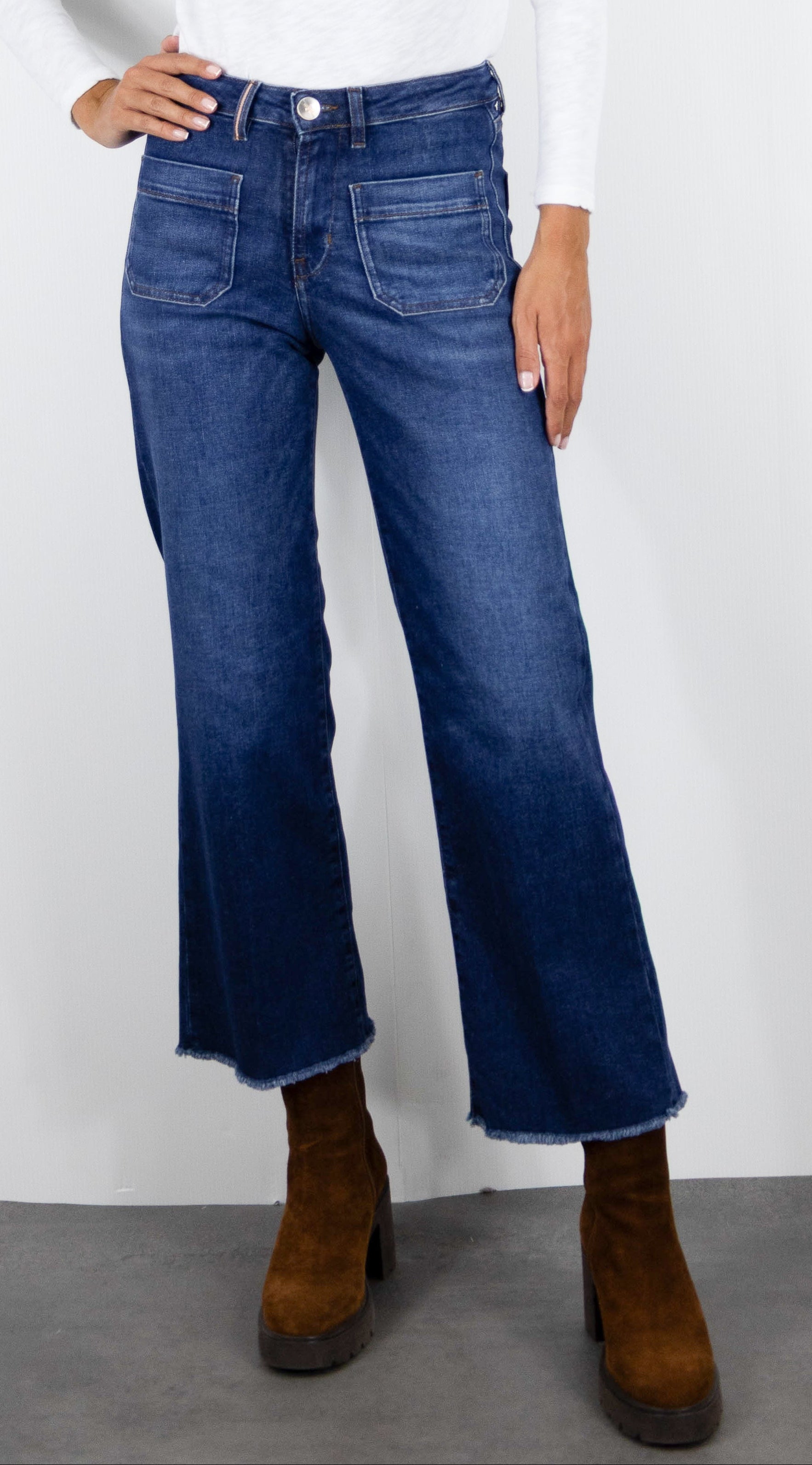 JEANS 7/8 EVASE POUR FEMME ISLOW HOPE INDIGO FLOW DARK VINTAGE BLEU MOYEN