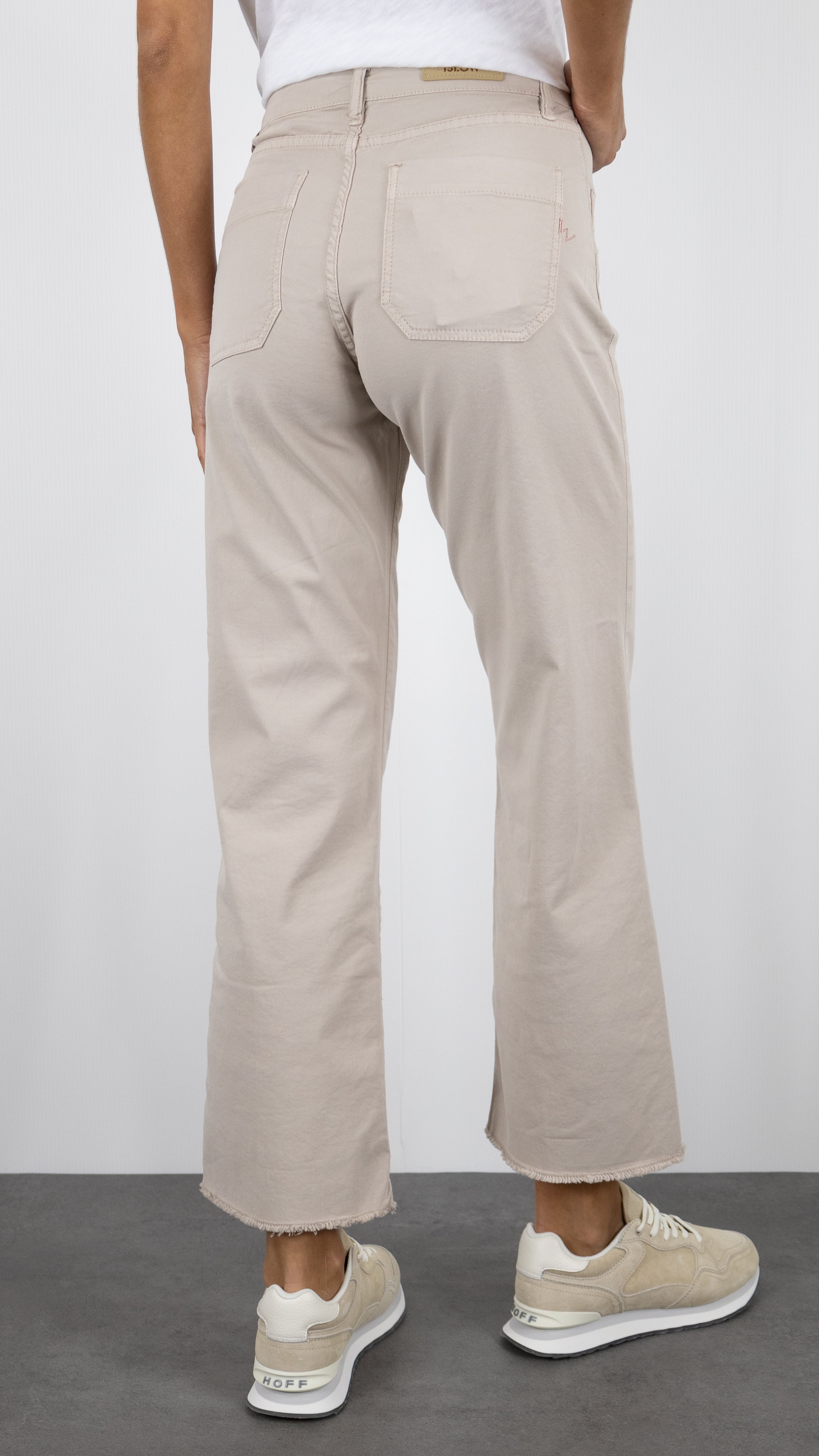 PANTALON 7/8 LARGE BAS FRANGE POUR FEMME ISLOW HOPE LIGHT GABARDINE STRETCH#COLOR_ARIDE/BEIGE