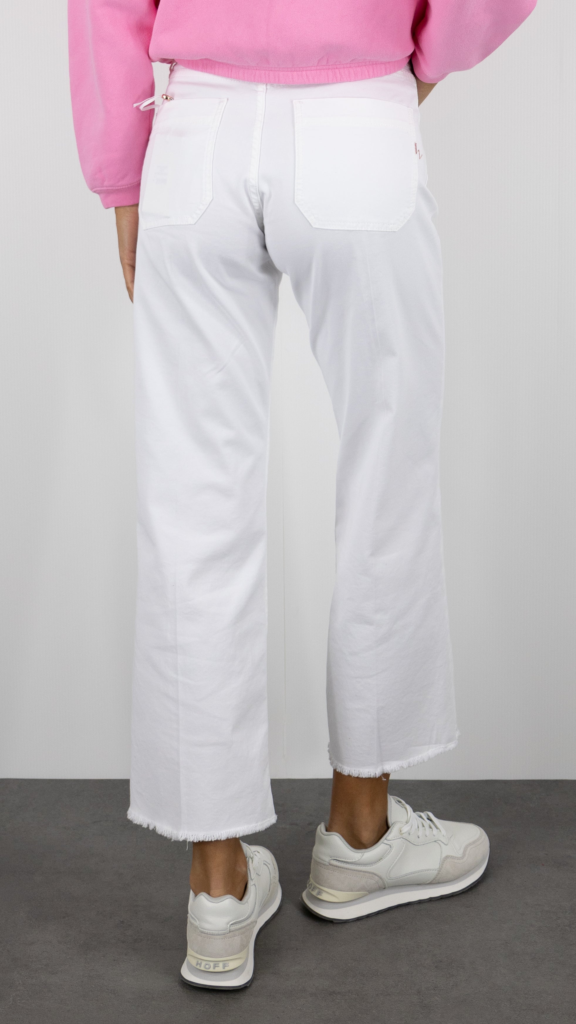 PANTALON 7/8 LARGE BAS FRANGE POUR FEMME ISLOW HOPE LIGHT GABARDINE STRETCH#COLOR_BLANC