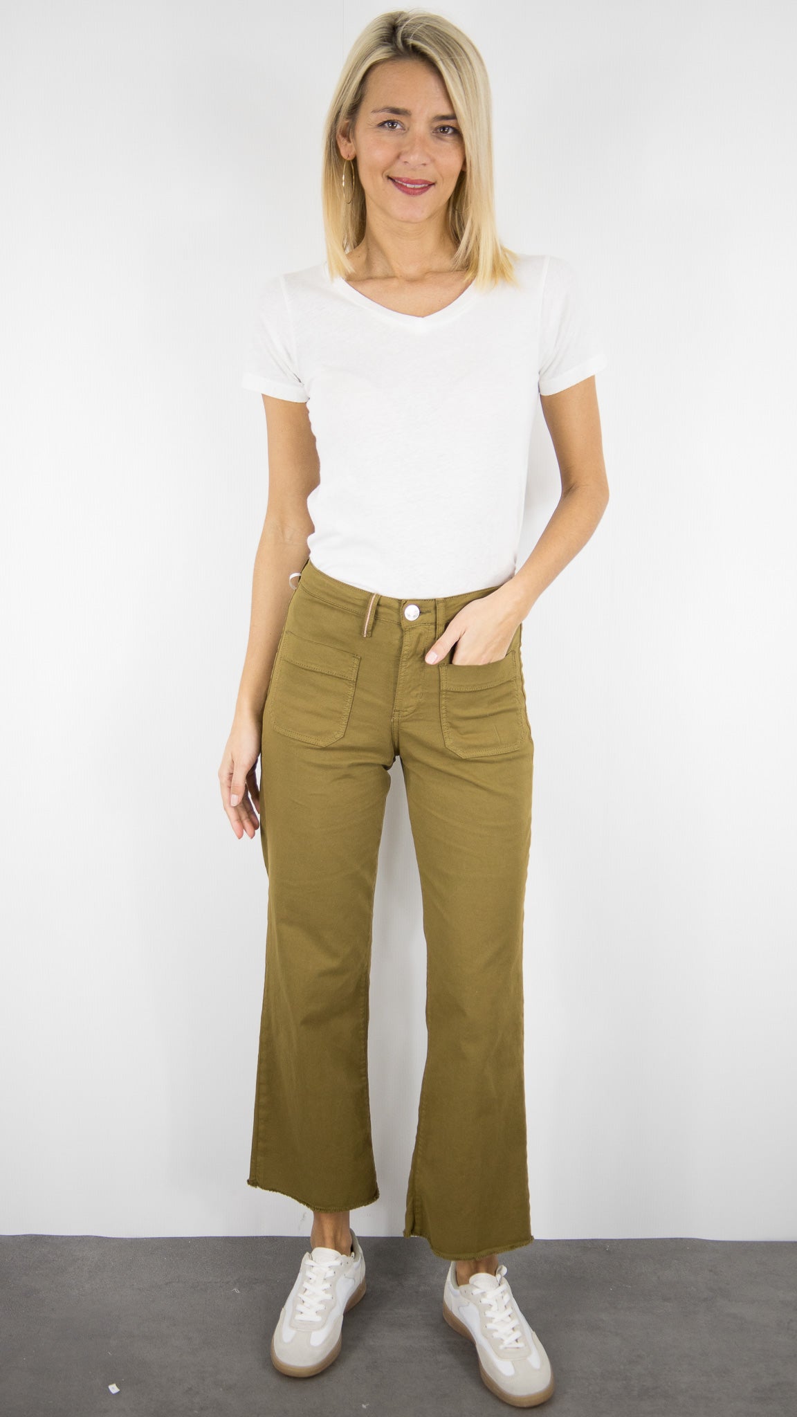 PANTALON 7/8 LARGE POUR FEMME ISLOW HOPE LIGHT GABARDINE#COLOR_FOSSILE/BRONZE