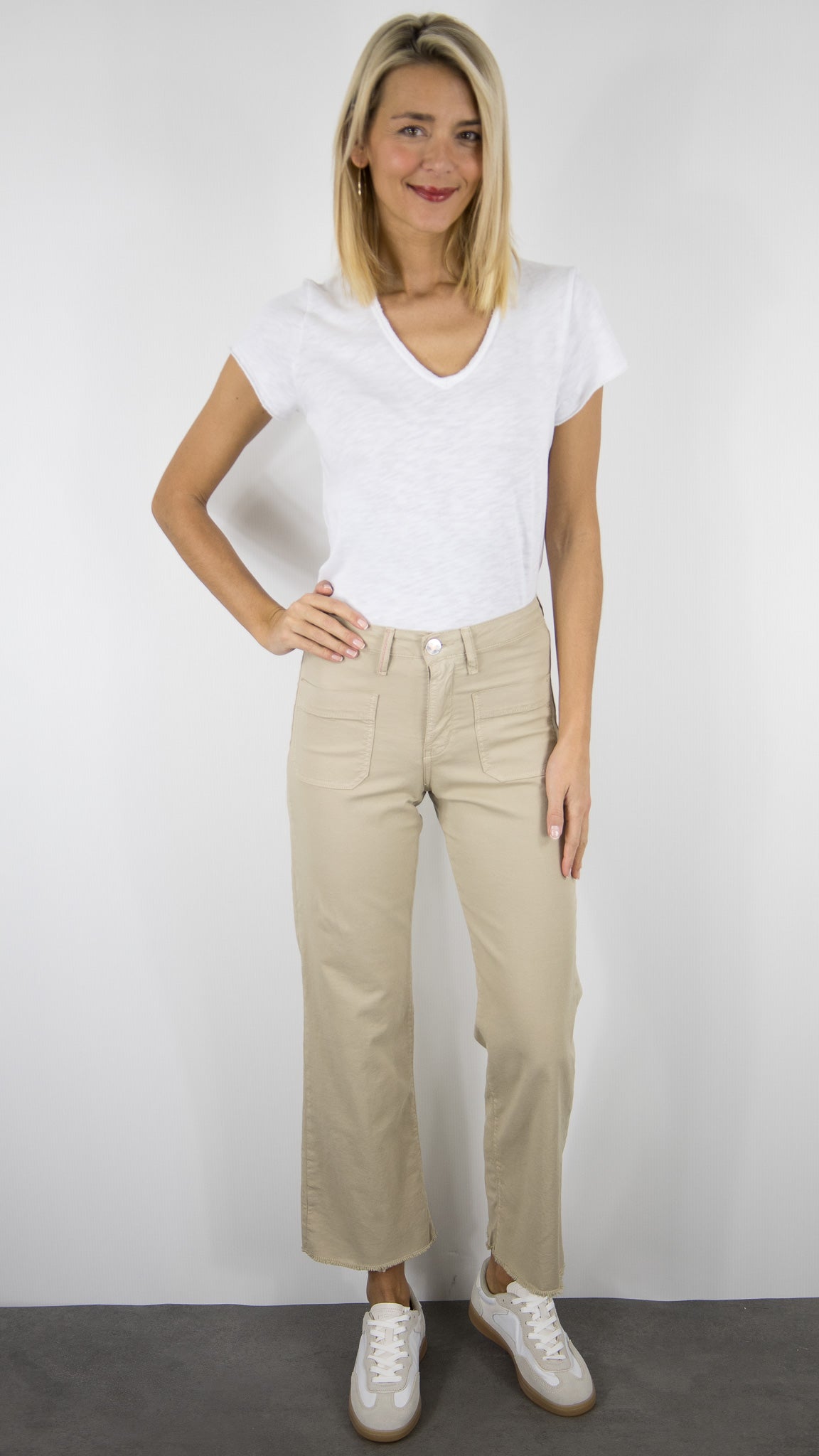 PANTALON 7/8 LARGE POUR FEMME ISLOW HOPE LIGHT GABARDINE#COLOR_SAHARA/BEIGE