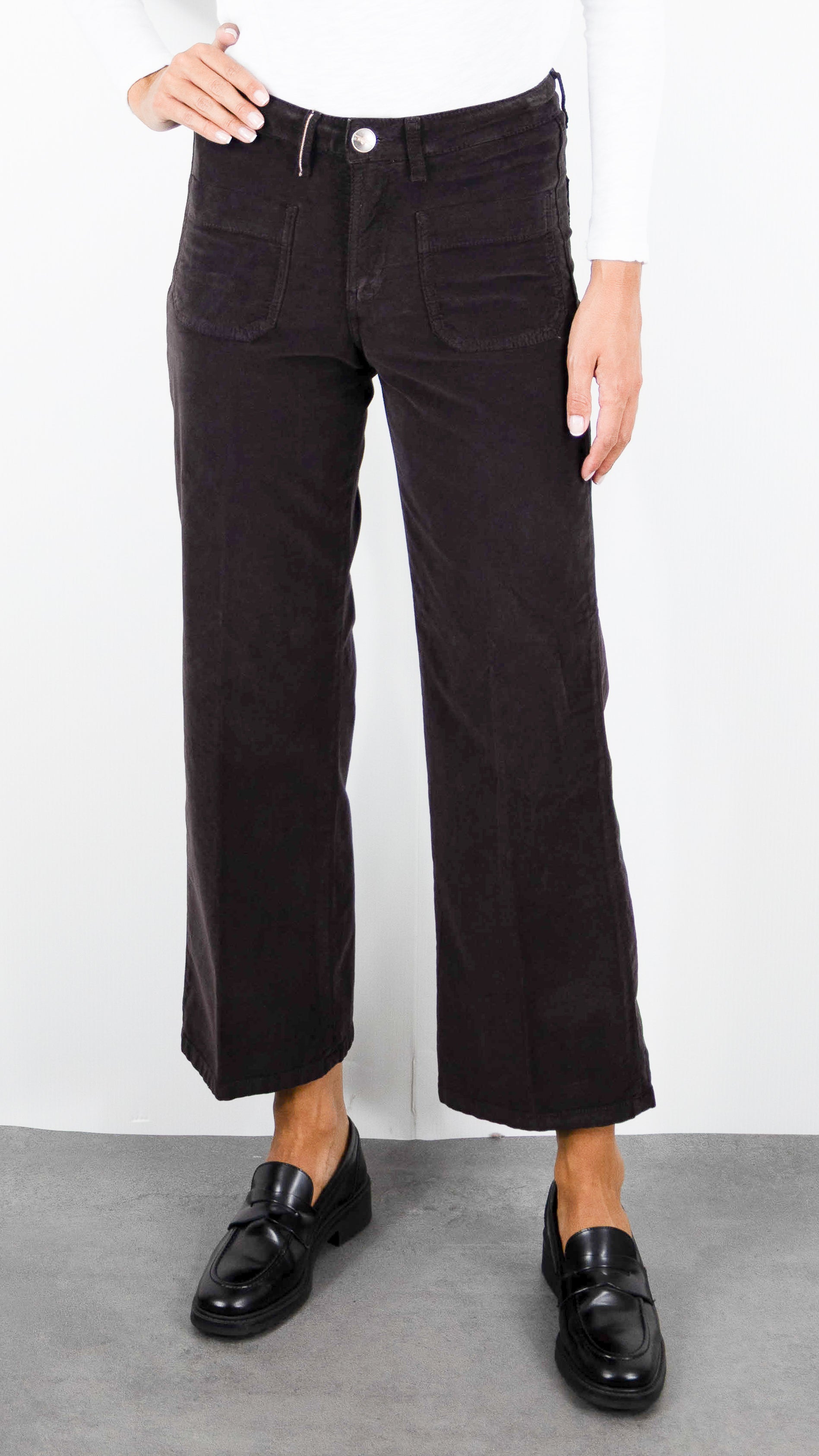 PANTALON EVASE 7/8 EN VELOURS POUR FEMME ISLOW HOPE PALATINE CORD#COLOR_ESPRESSO/CHOCO