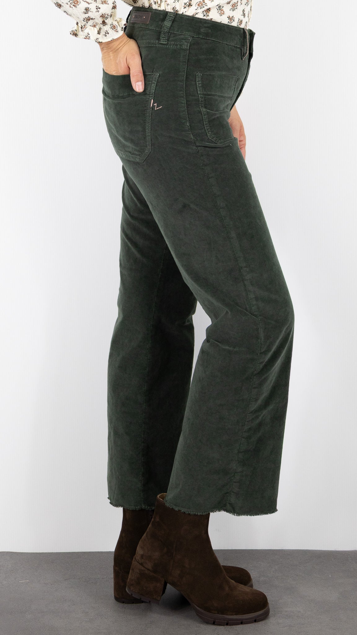 PANTALON DROIT EN VELOURS PALATINE  ISLOW HOPE PALATINE CORD RECALL#COLOR_FEUILLE/VERT BOUTEILLE